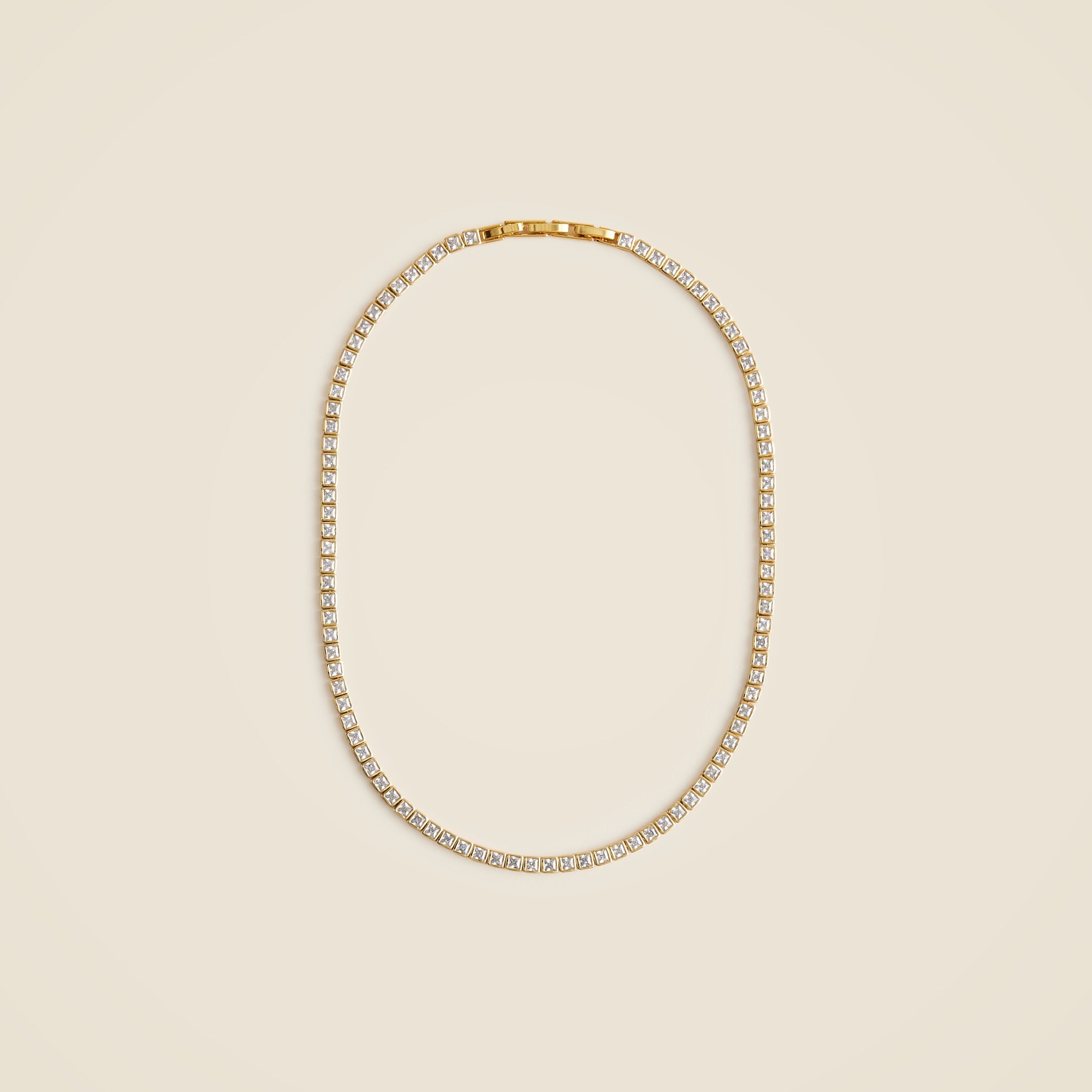 Square Cubic Zirconia Bezel-set Tennis Necklace For Women | J.Crew