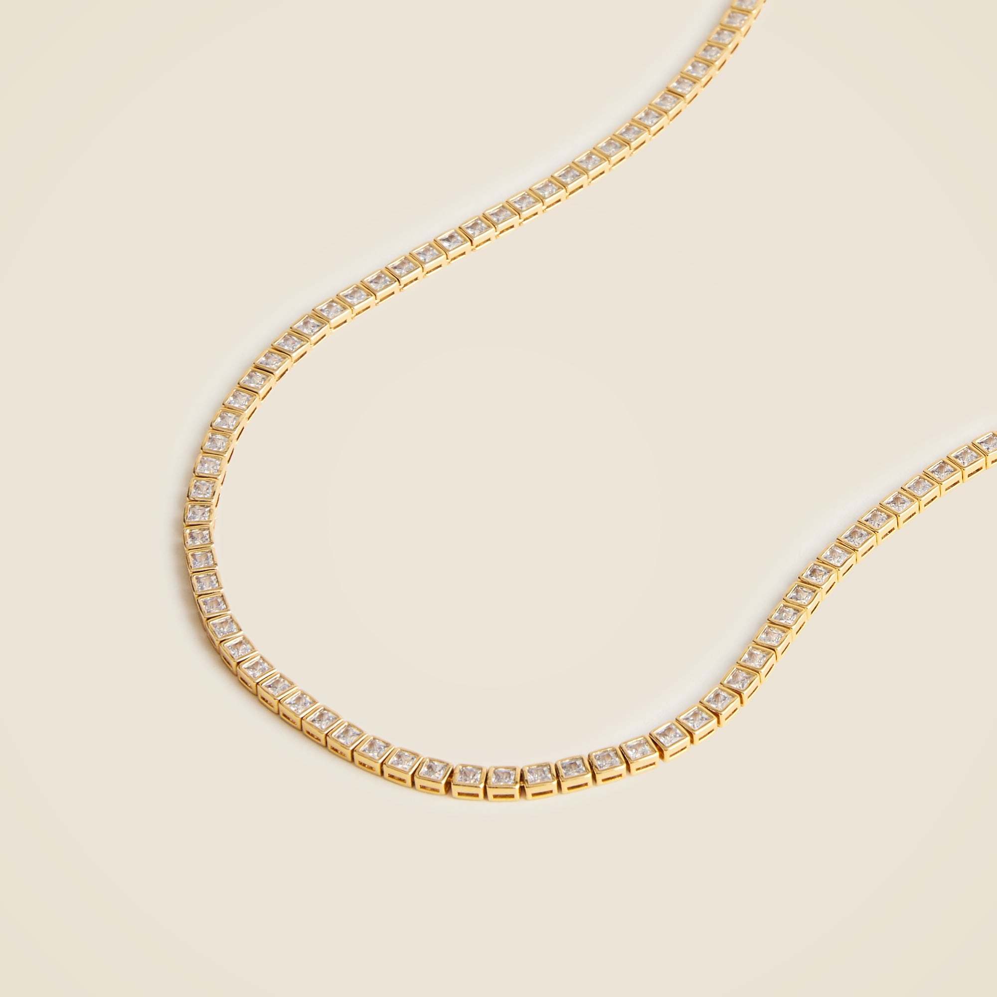 J.Crew: Square Cubic Zirconia Bezel-set Tennis Necklace For