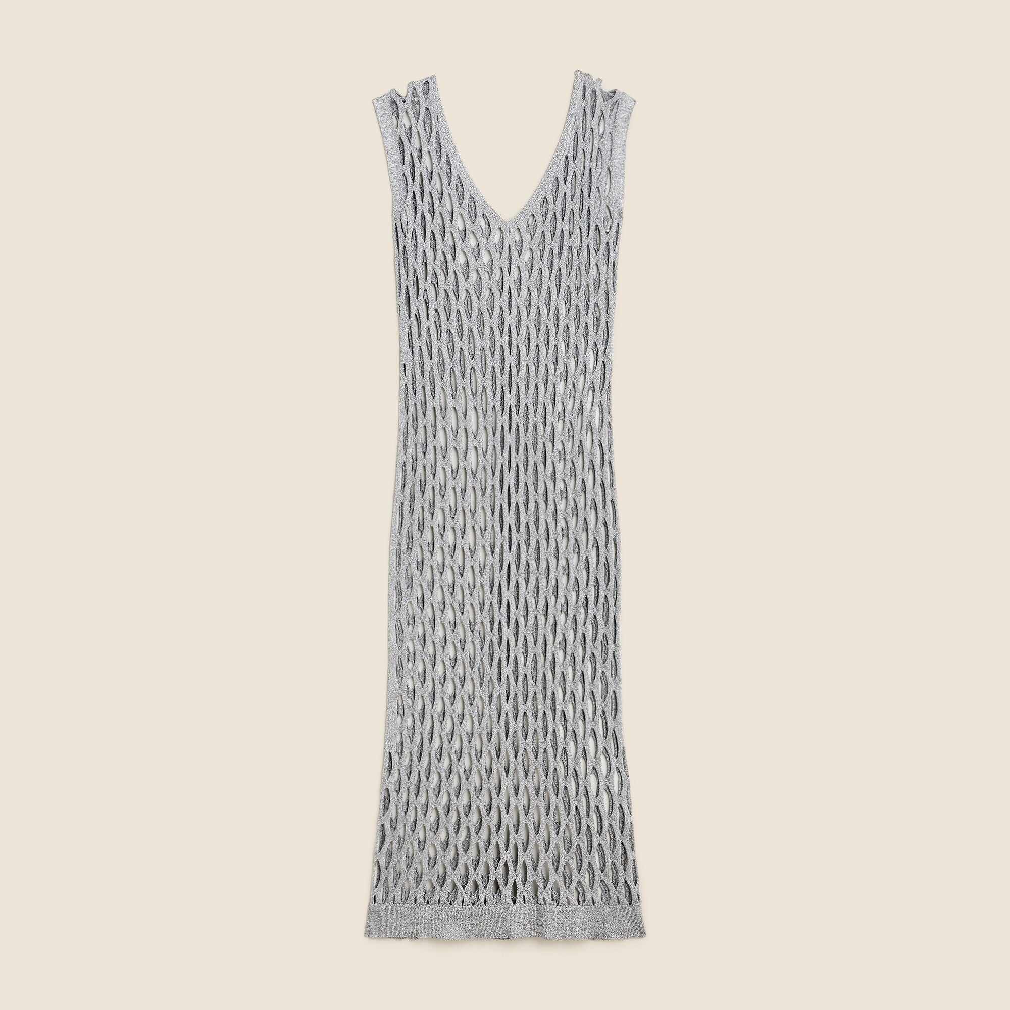white christmas dresses HAND-CROCHET SEQUIN EMBELLISHED GOWN IN MATTE SILVER | CULT MIA main image 1