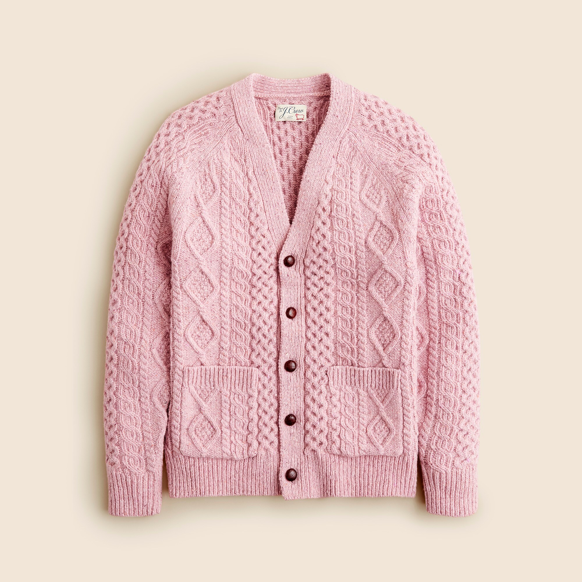 Merino wool cable-knit cardigan sweater
