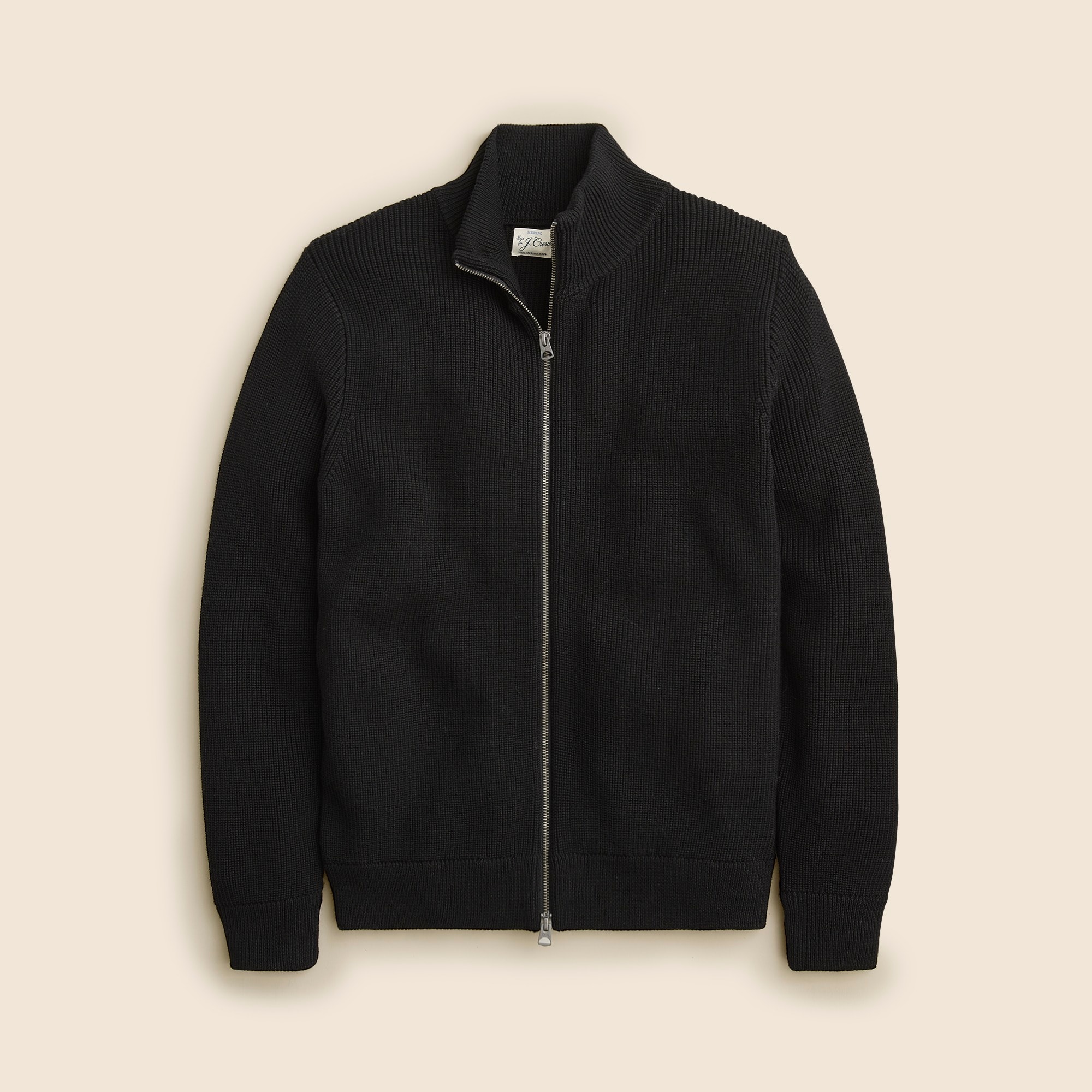 Ribbed merino wool full-zip sweater-jacket