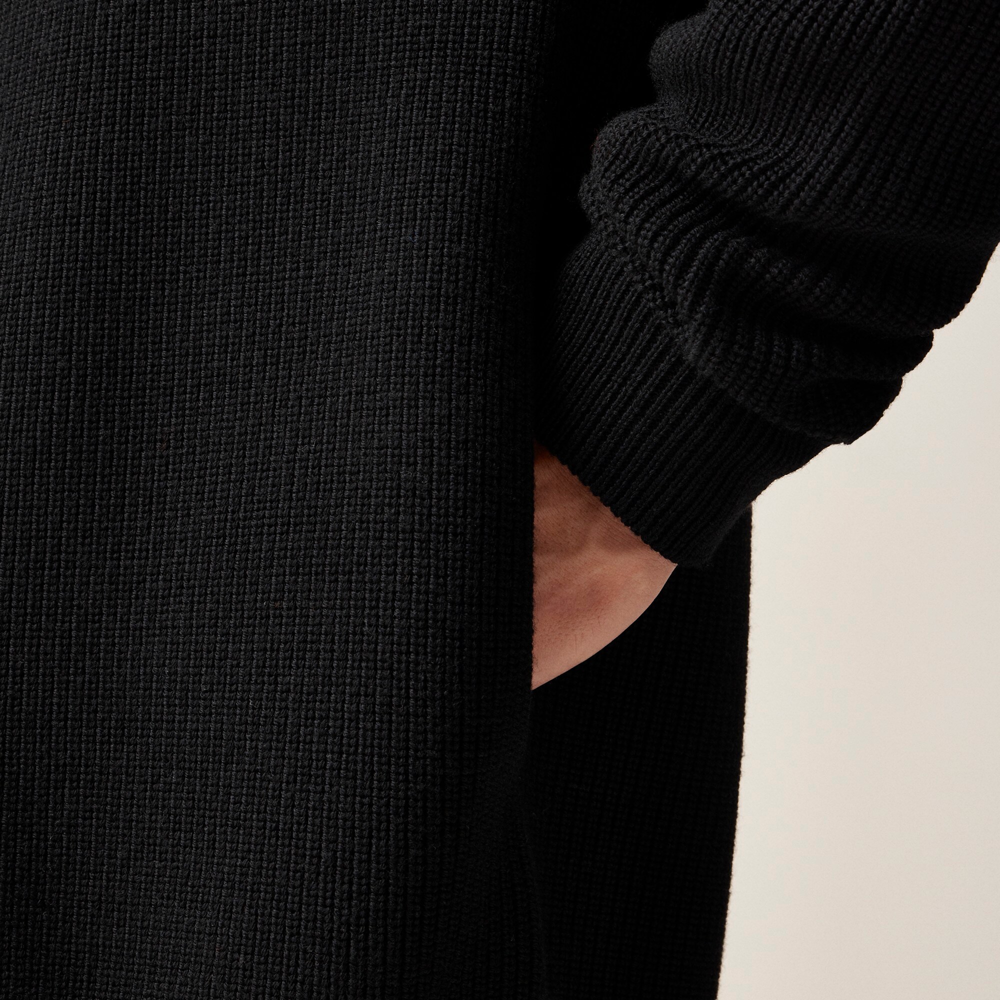 Ribbed merino wool full-zip sweater-jacket