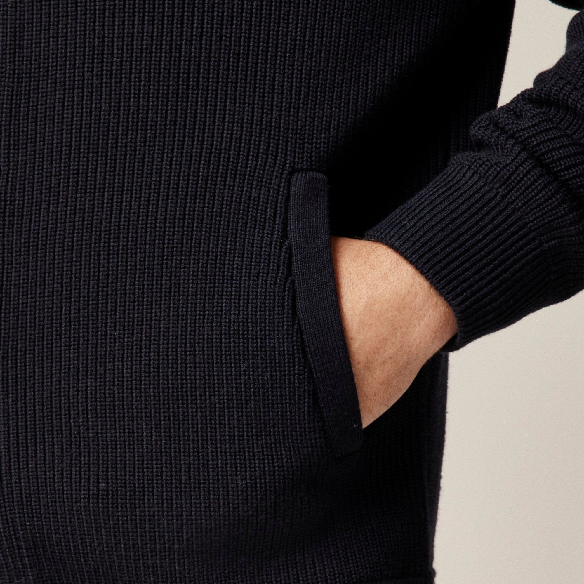 Ribbed merino wool baseball cardigan sweater