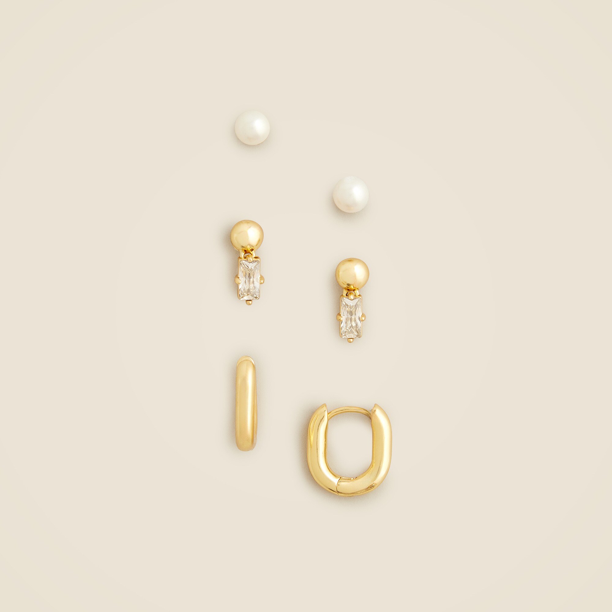 J.Crew Pearl And Hoop Earrings Three pack For Women