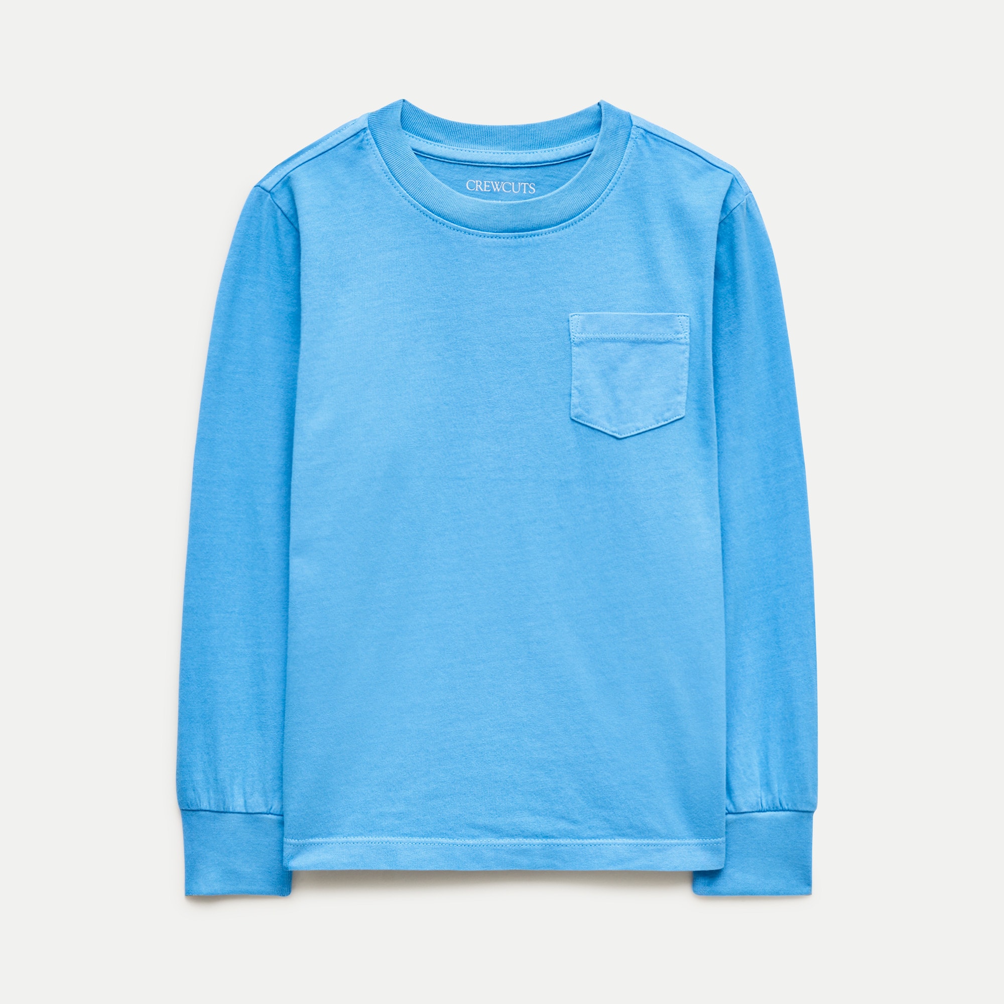 Kids' long-sleeve garment-dyed pocket T-shirt in broken-in-jersey