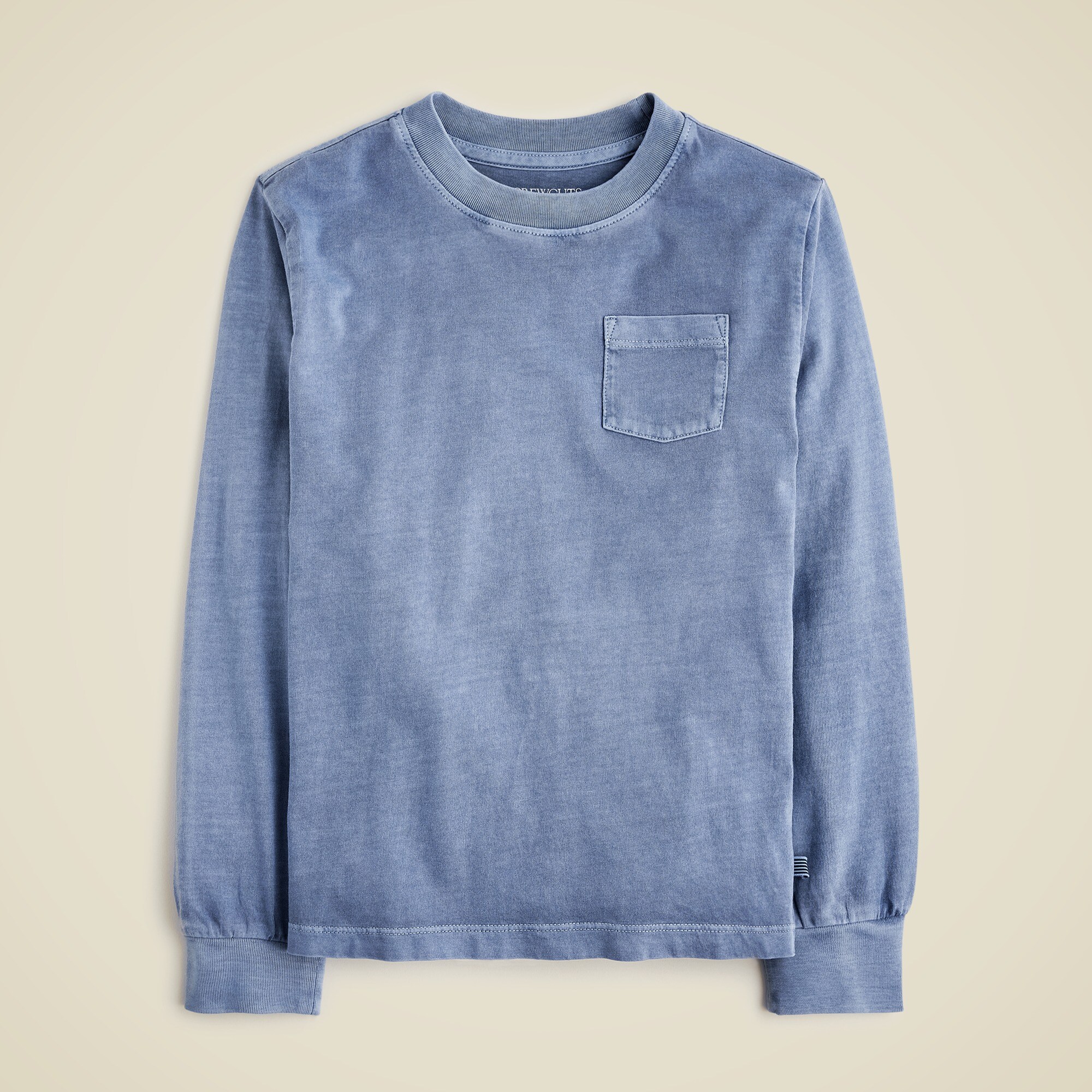 Kids' garment-dyed long-sleeve polo shirt in broken-in-jersey