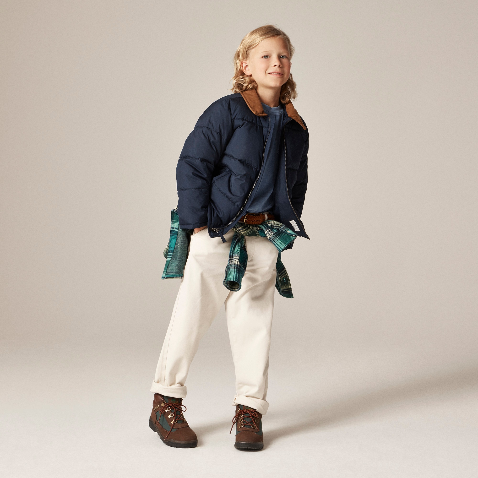 Kids' Long-sleeve Garment-dyed Pocket T-shirt In Broken-in-jersey