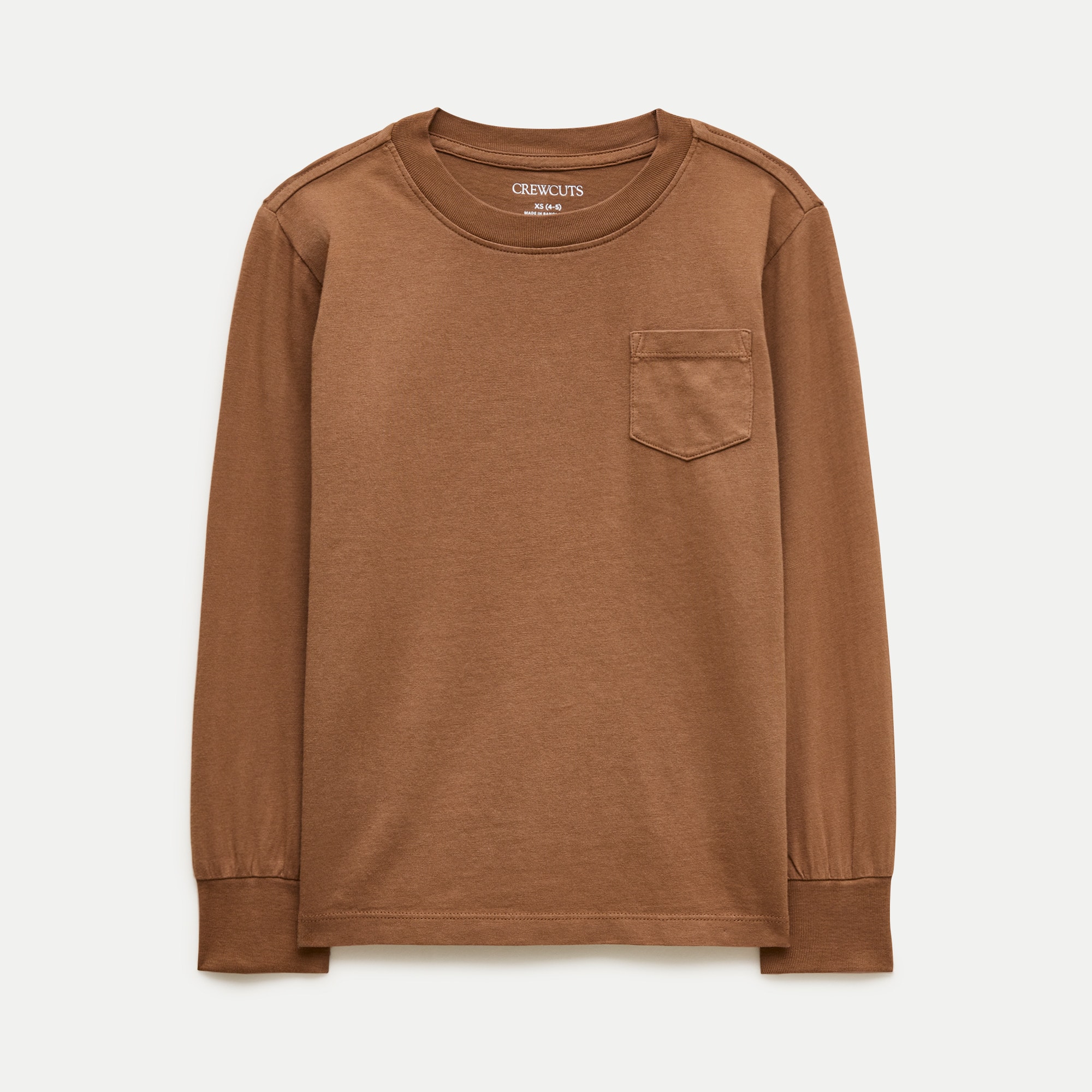 Kids' long-sleeve garment-dyed pocket T-shirt in broken-in-jersey