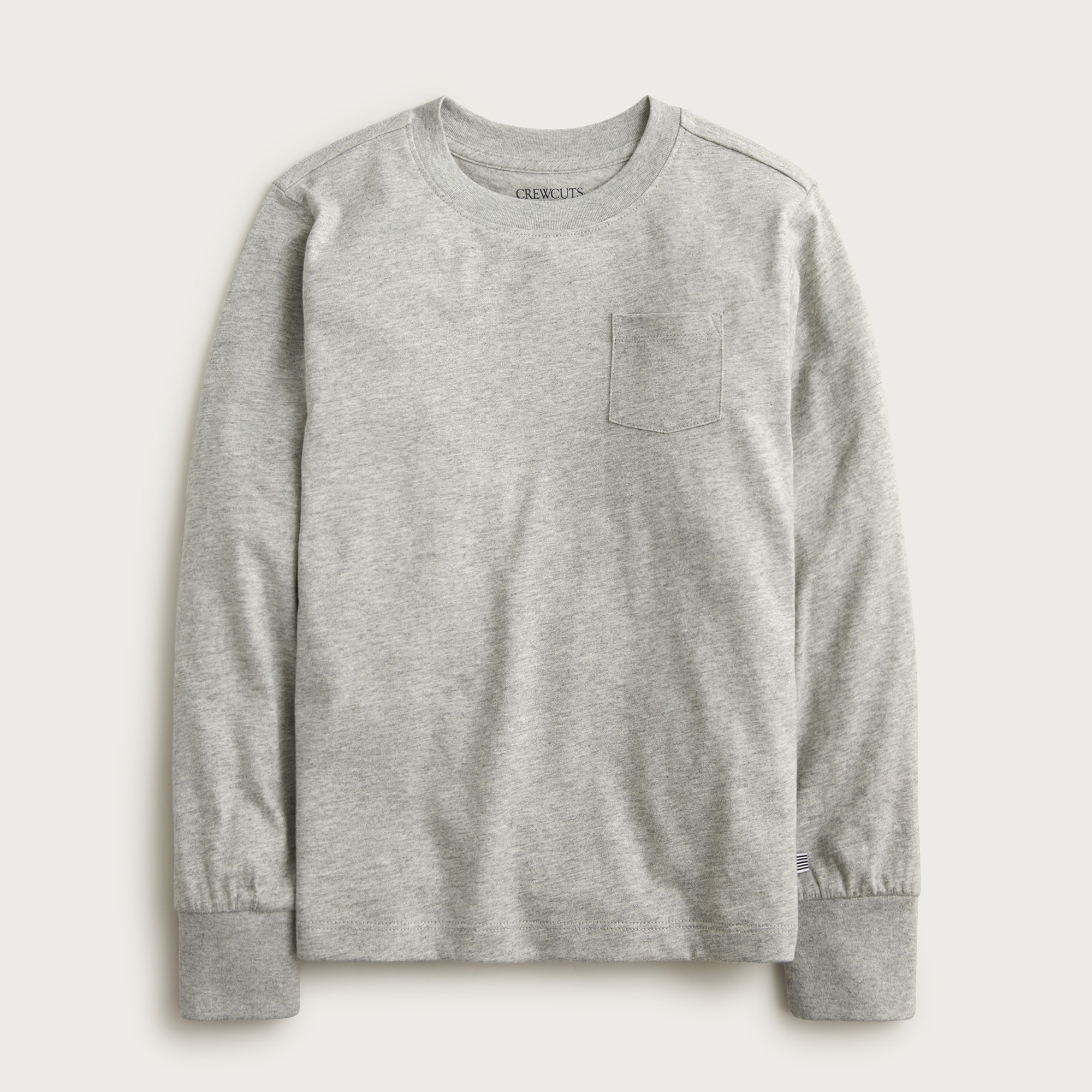 Kids' long-sleeve garment-dyed pocket T-shirt in broken-in-jersey