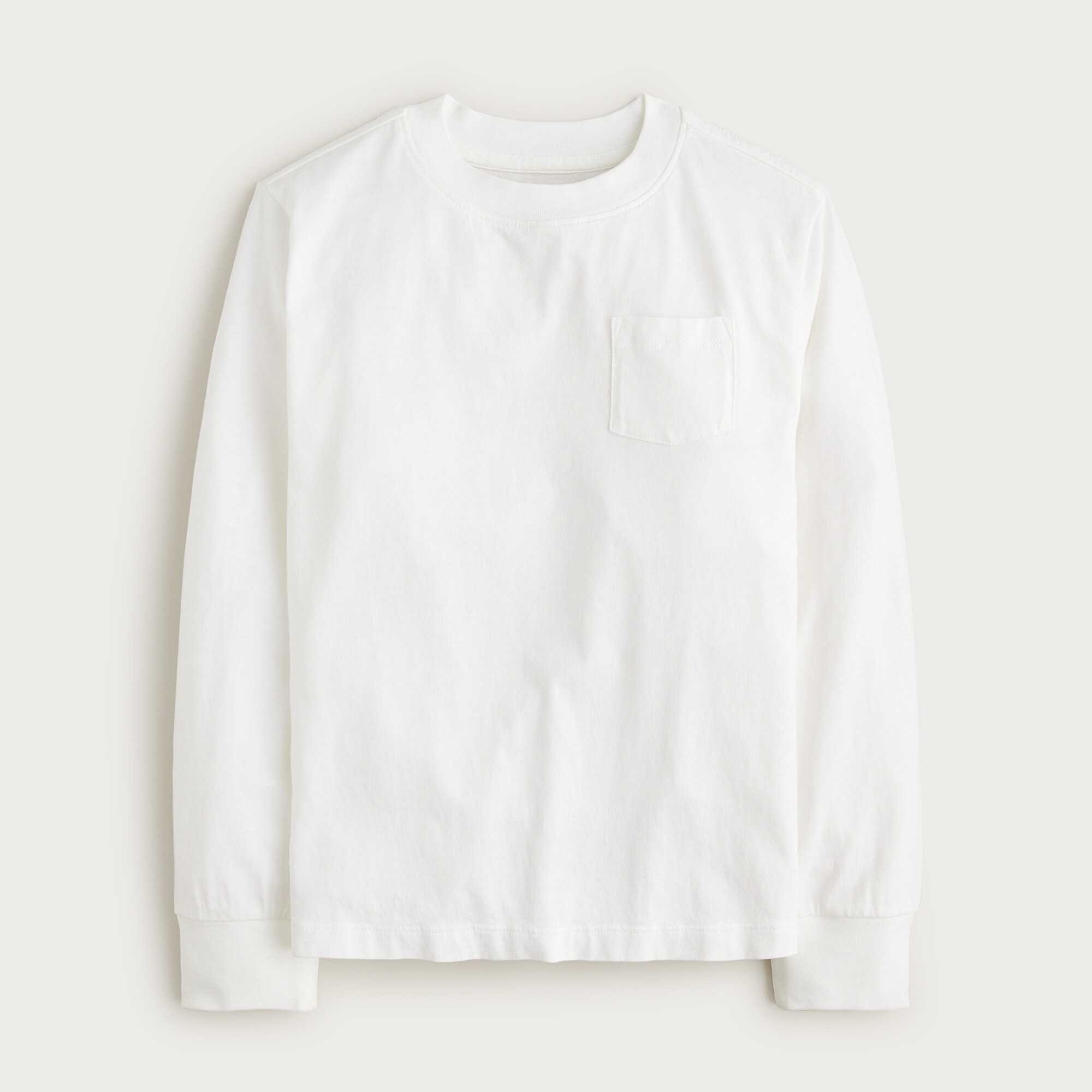  Kids' long-sleeve garment-dyed pocket T-shirt in broken-in-jersey