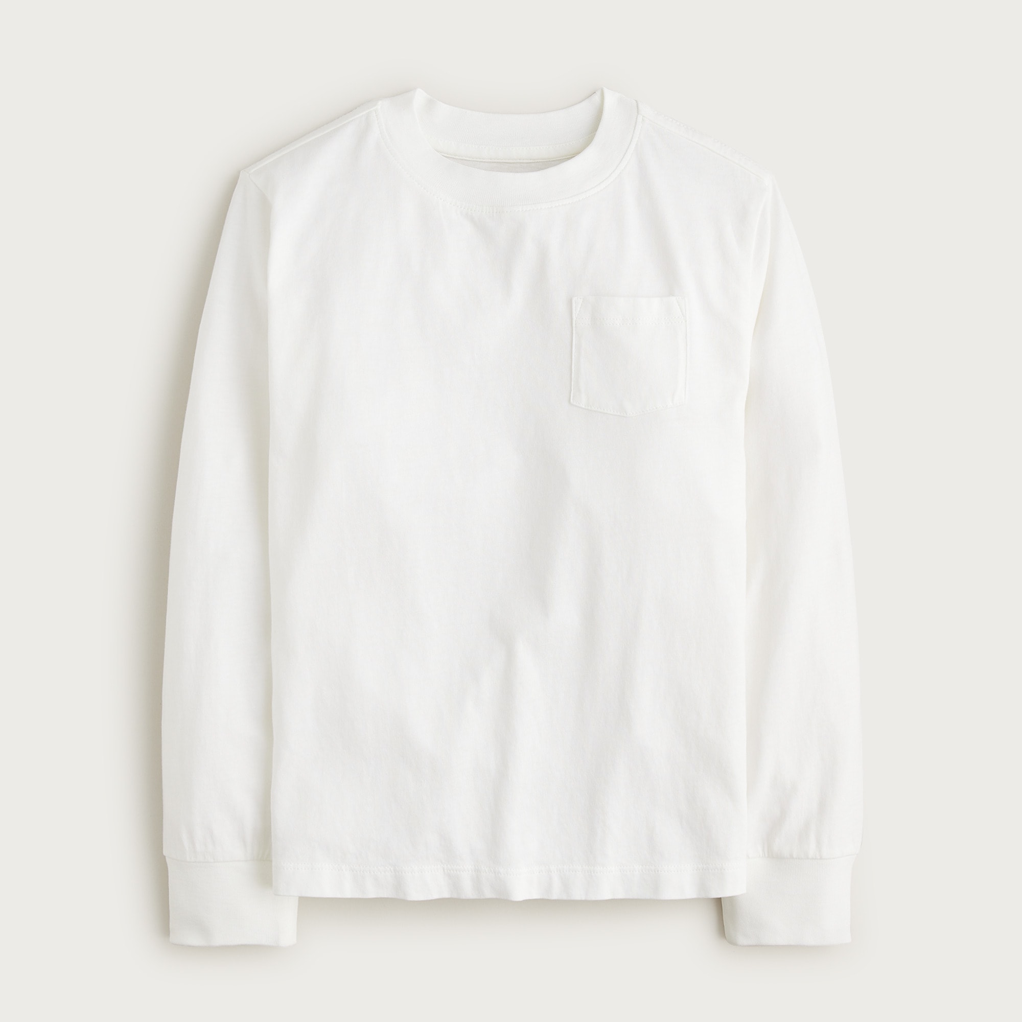 Kids' long-sleeve garment-dyed pocket T-shirt in broken-in-jersey