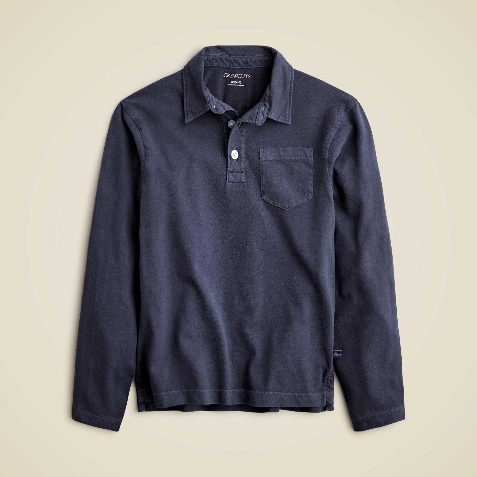 boys Kids' garment-dyed long-sleeve polo shirt in broken-in-jersey