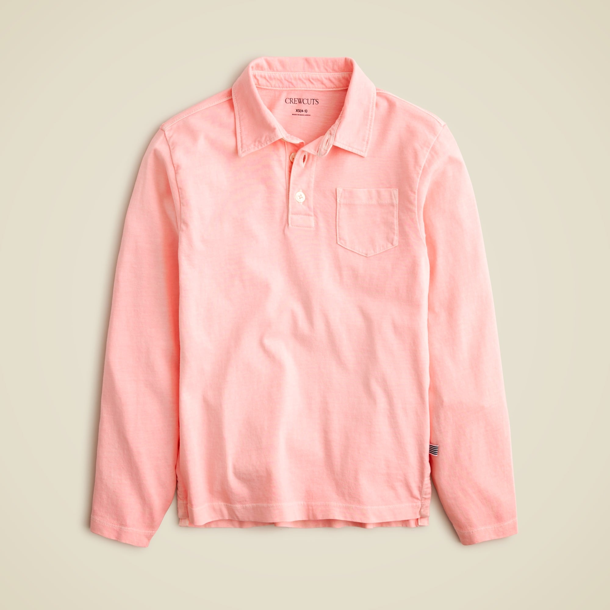 boys Kids' garment-dyed long-sleeve polo shirt in broken-in-jersey