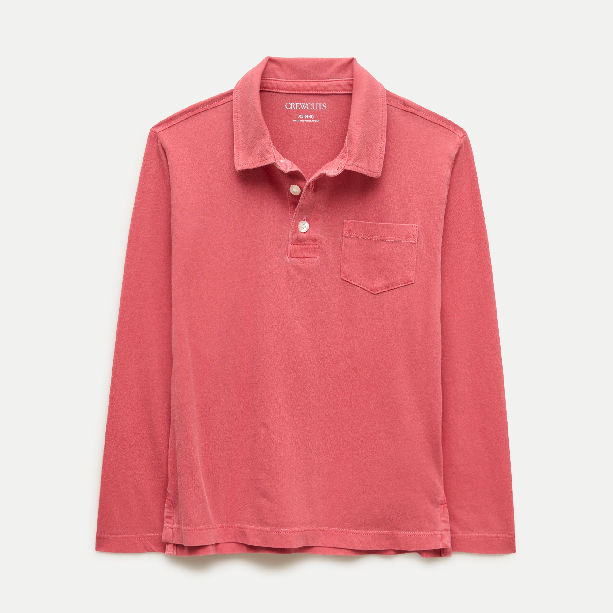 Kids' garment-dyed long-sleeve polo shirt in broken-in-jersey