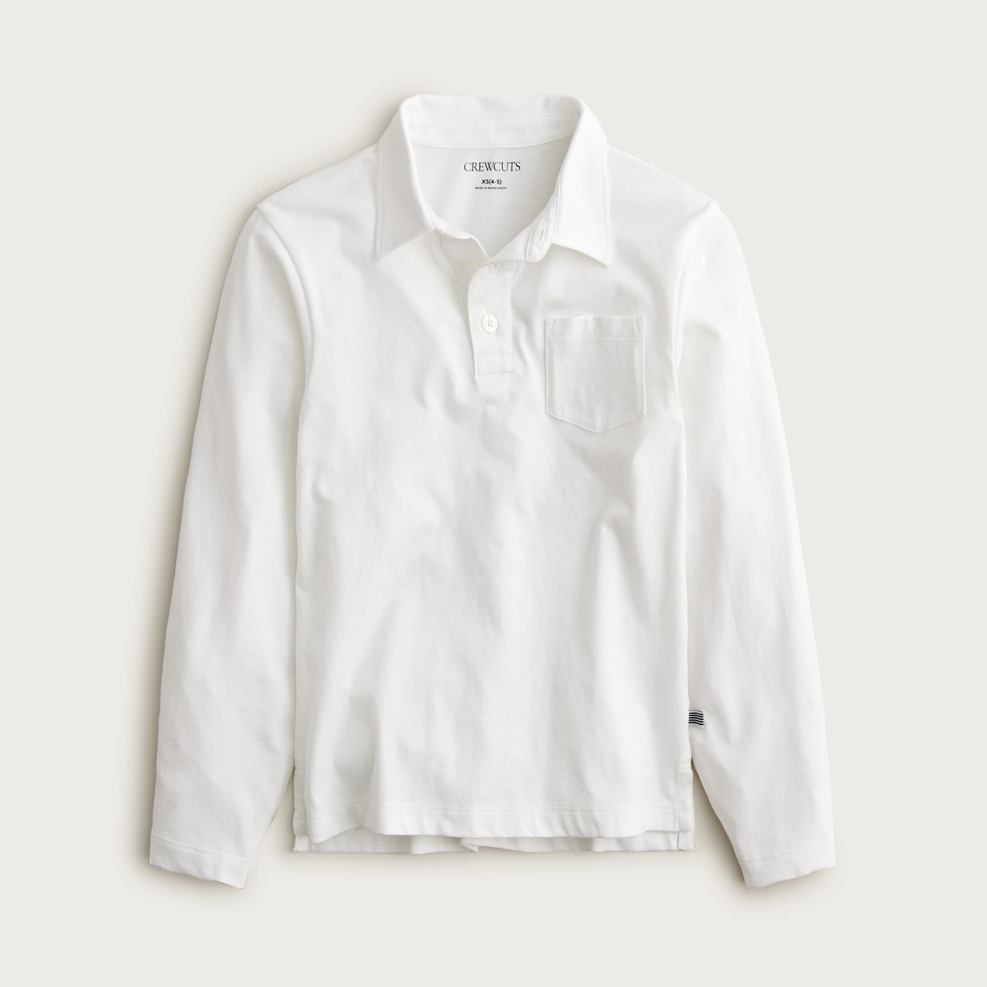  Kids' garment-dyed long-sleeve polo shirt in broken-in-jersey