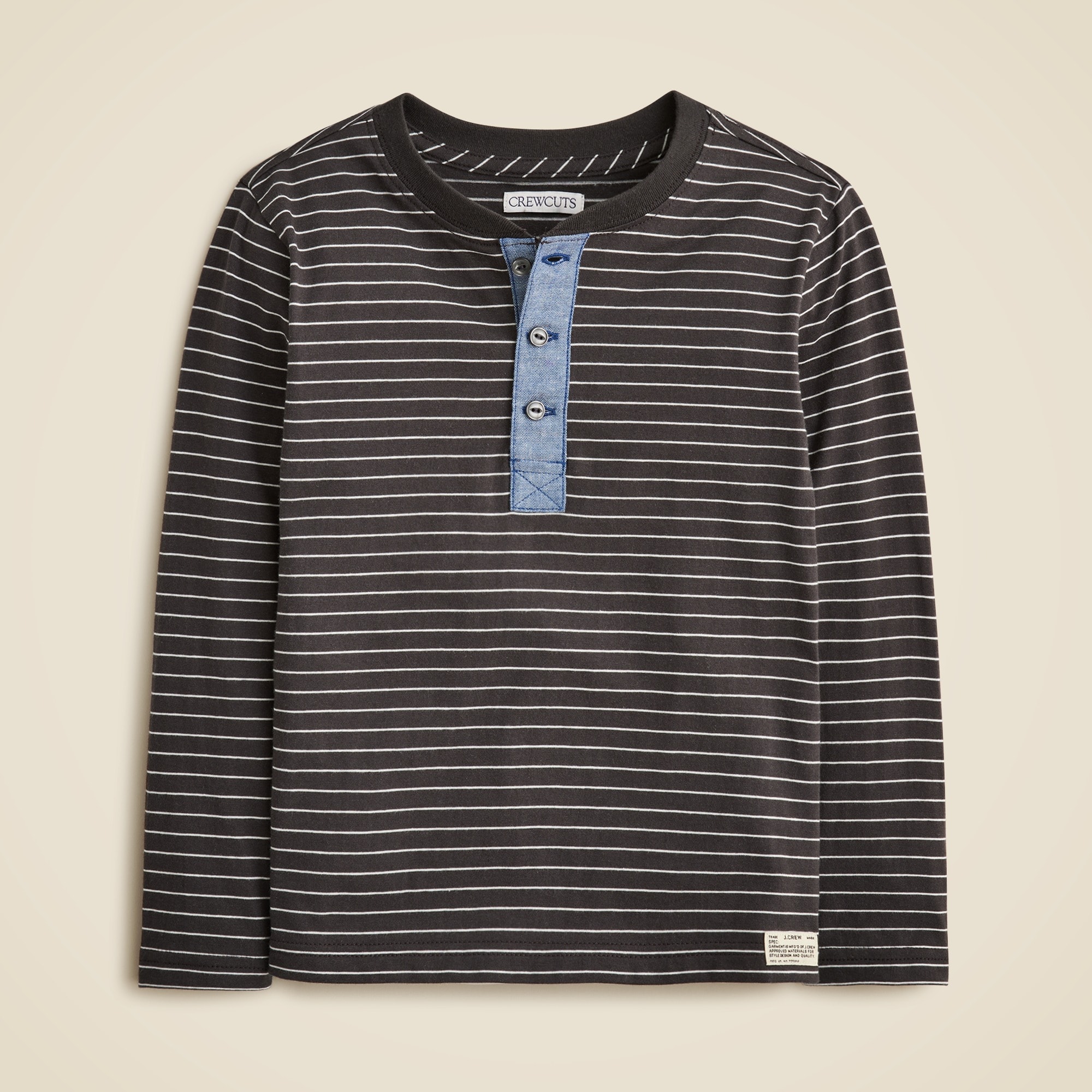  Kids' long-sleeve striped henley T-shirt in vintage jersey