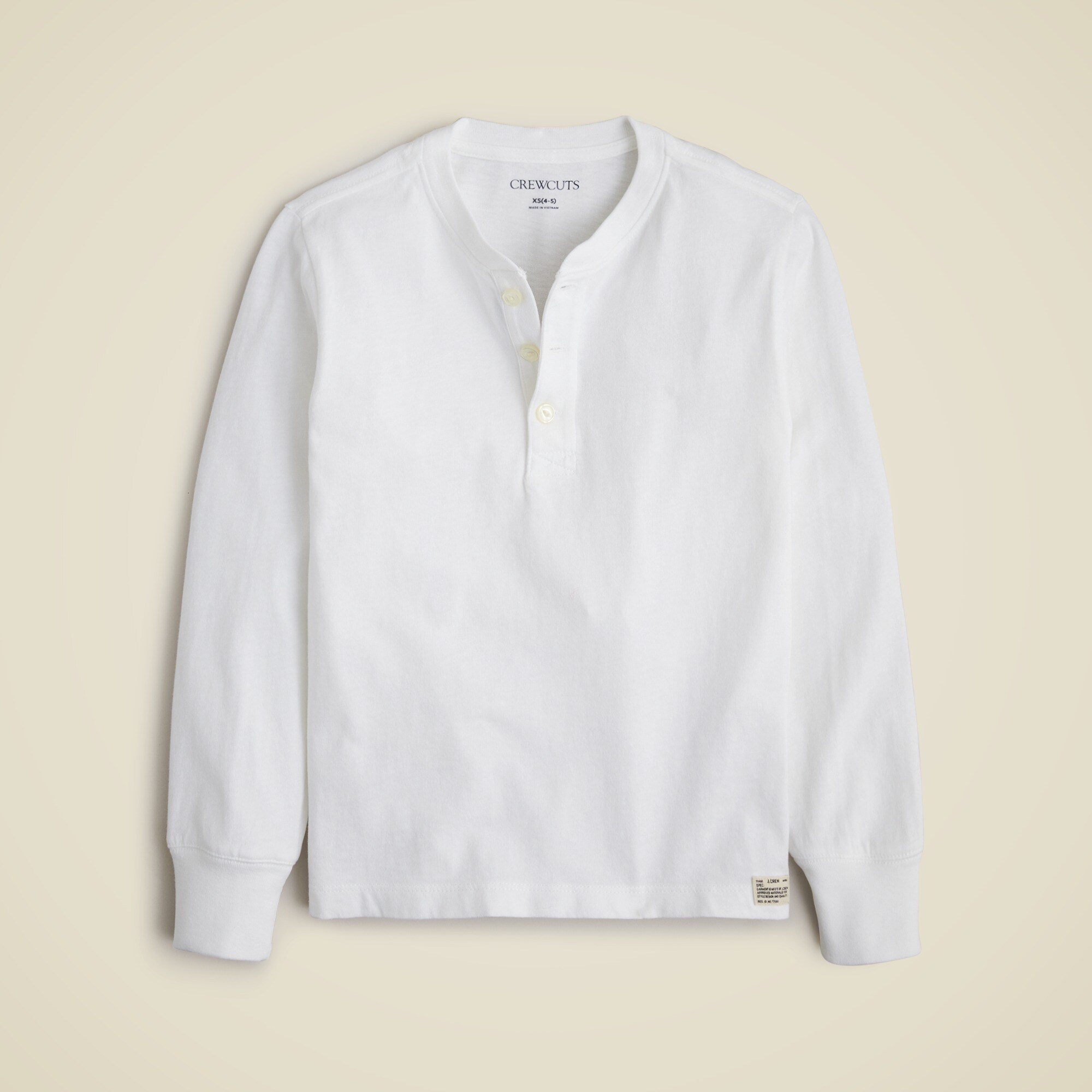  Kids' long-sleeve garment-dyed henley T-shirt in vintage jersey