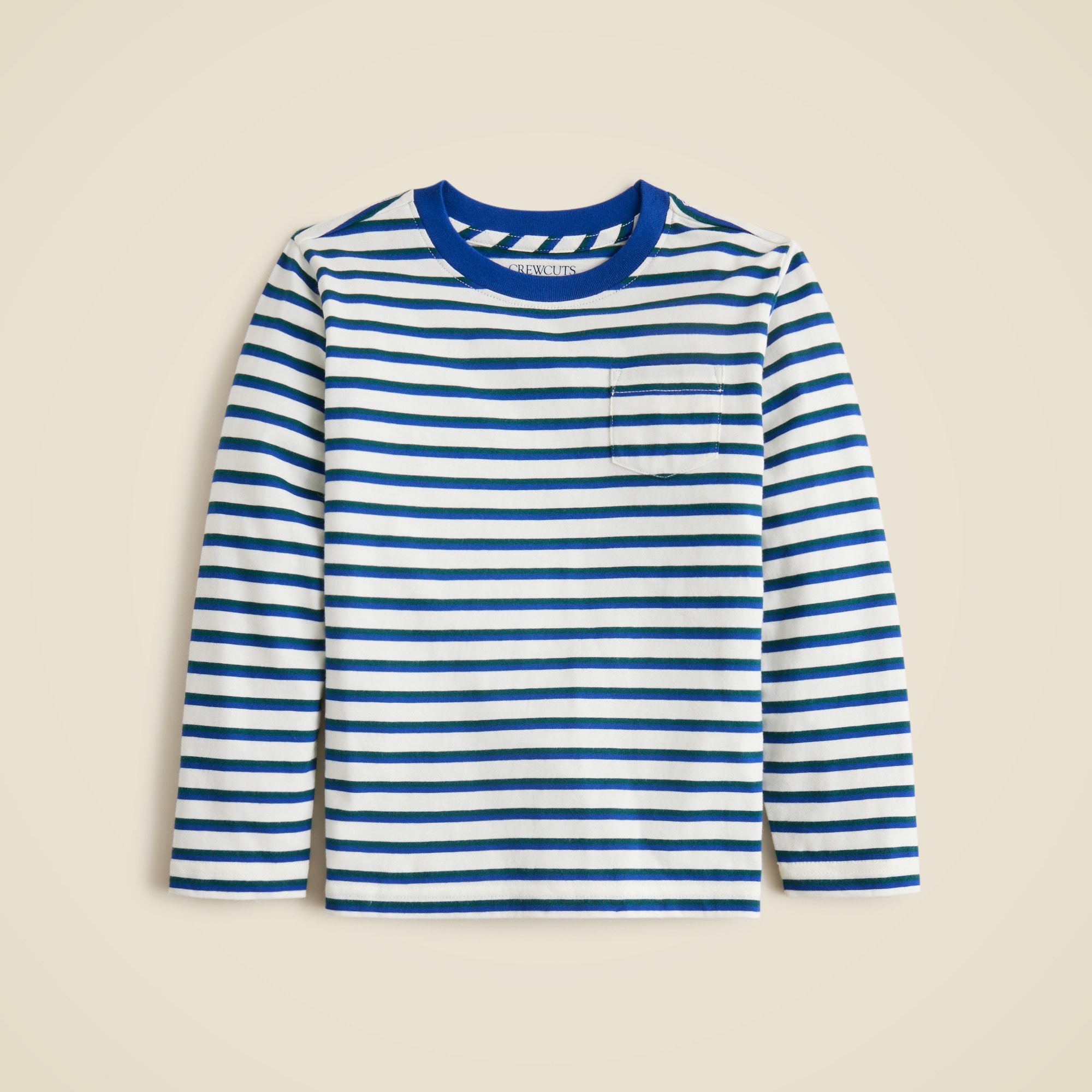  Kids' long-sleeve striped tee in broken-in-jersey