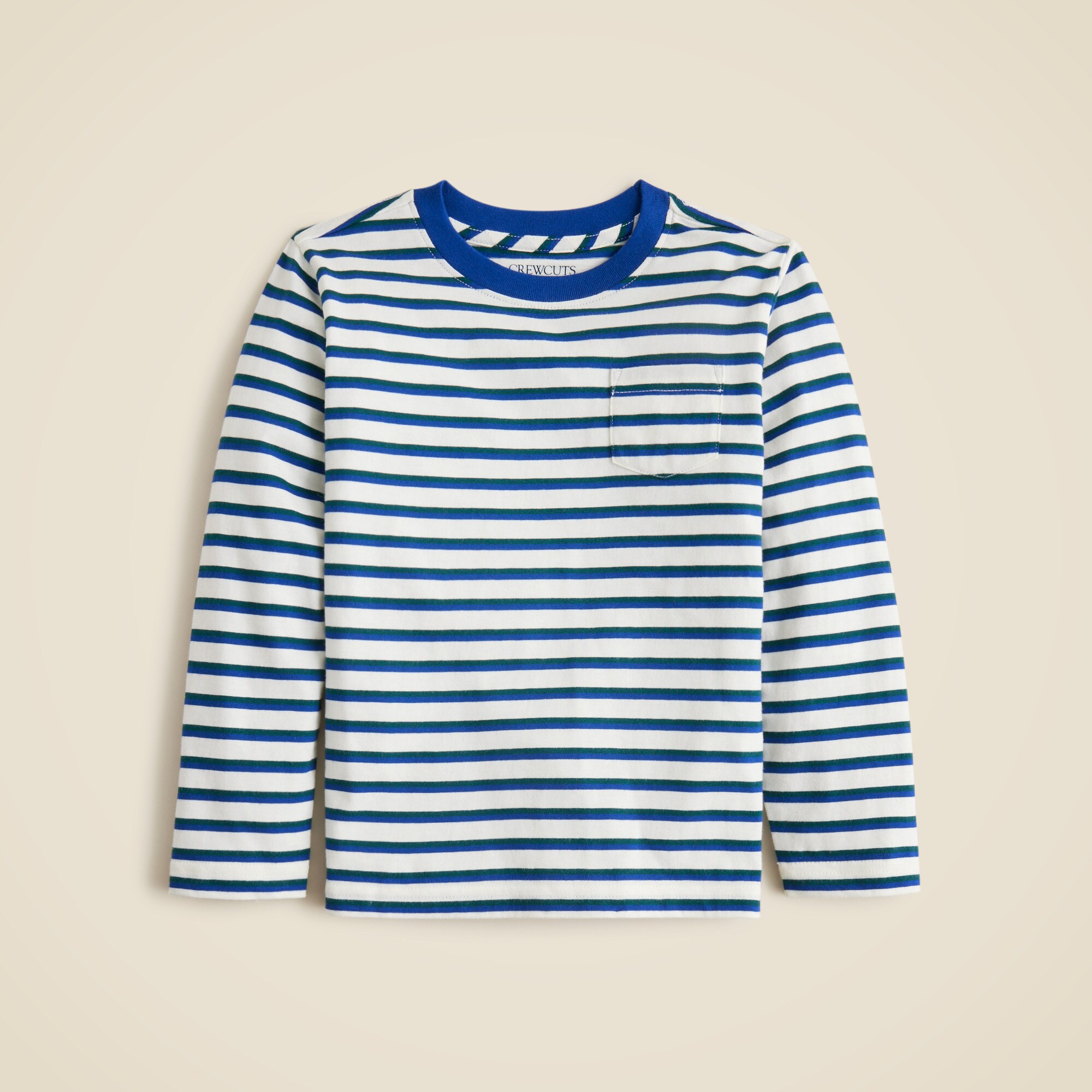 Kids' long-sleeve striped tee in broken-in-jersey