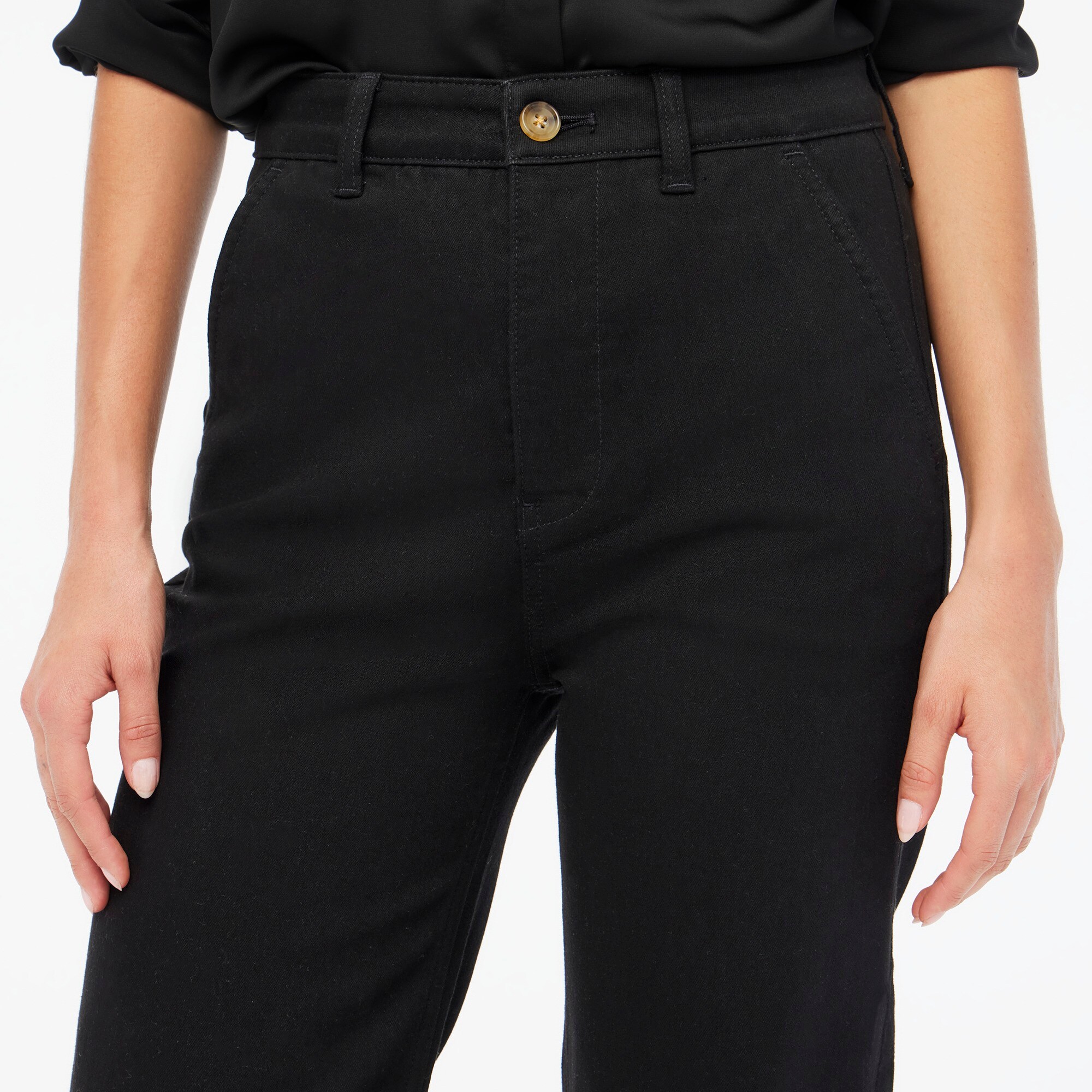 Black wide-leg denim trouser