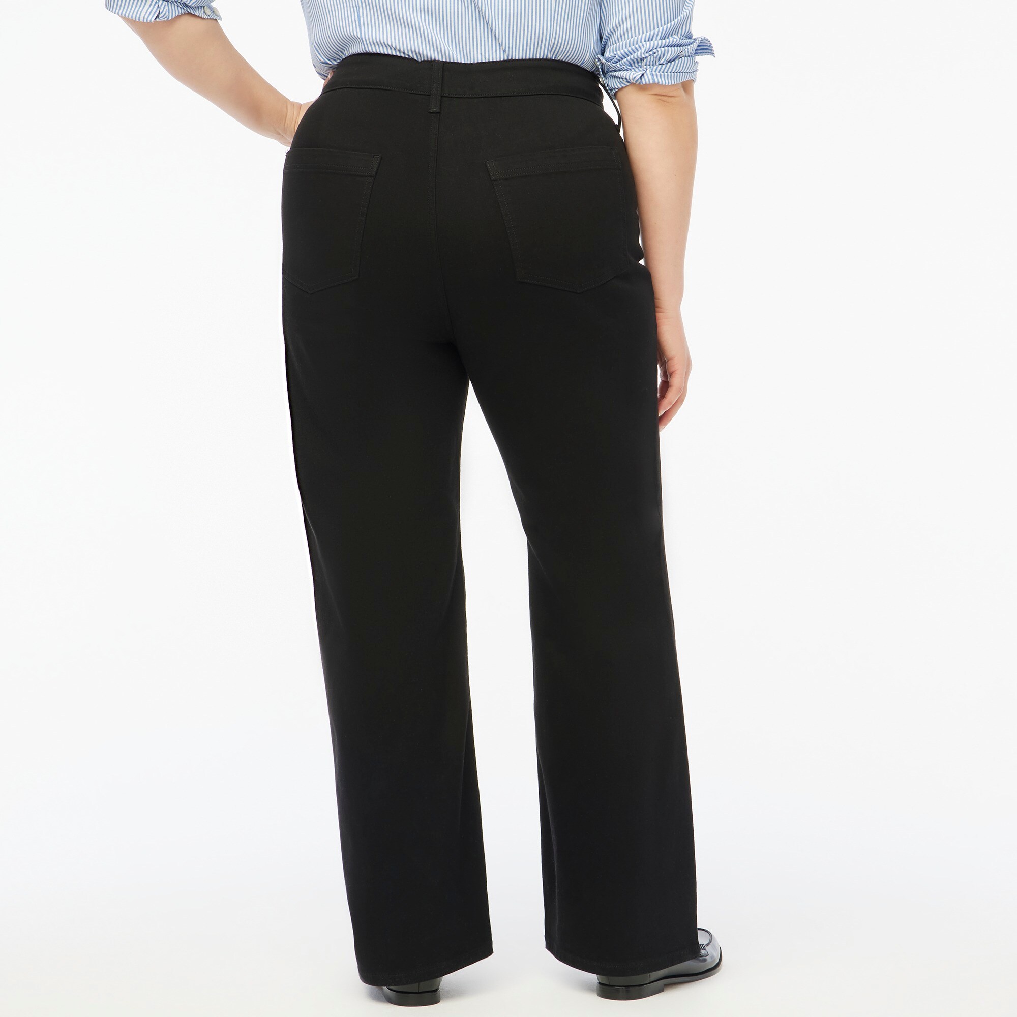 Black wide-leg denim trouser