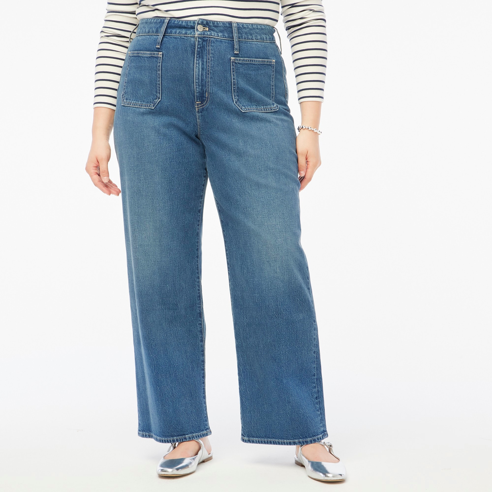 Curvy wide-leg patch-pocket jean in all-day stretch