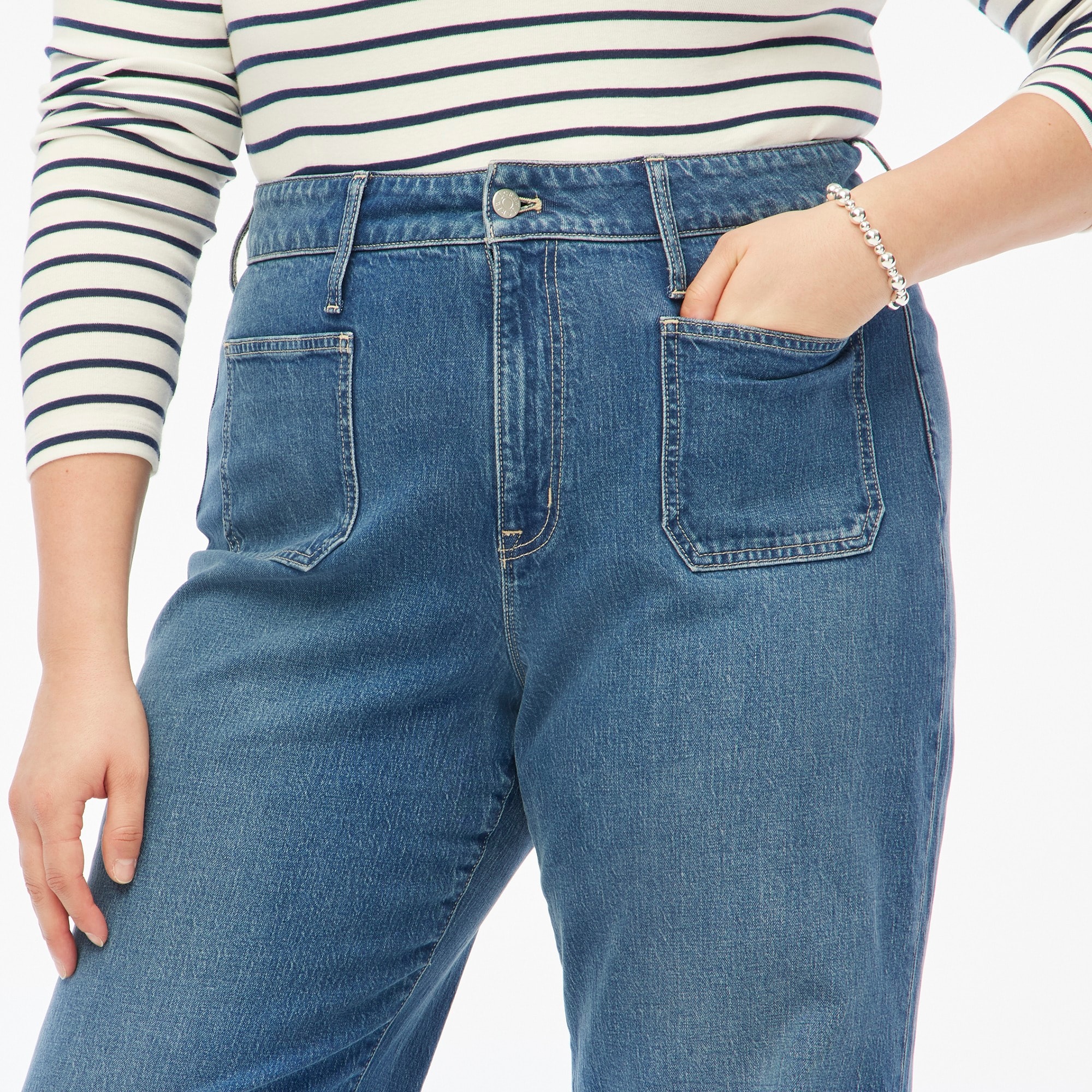 Curvy wide-leg patch-pocket jean in all-day stretch
