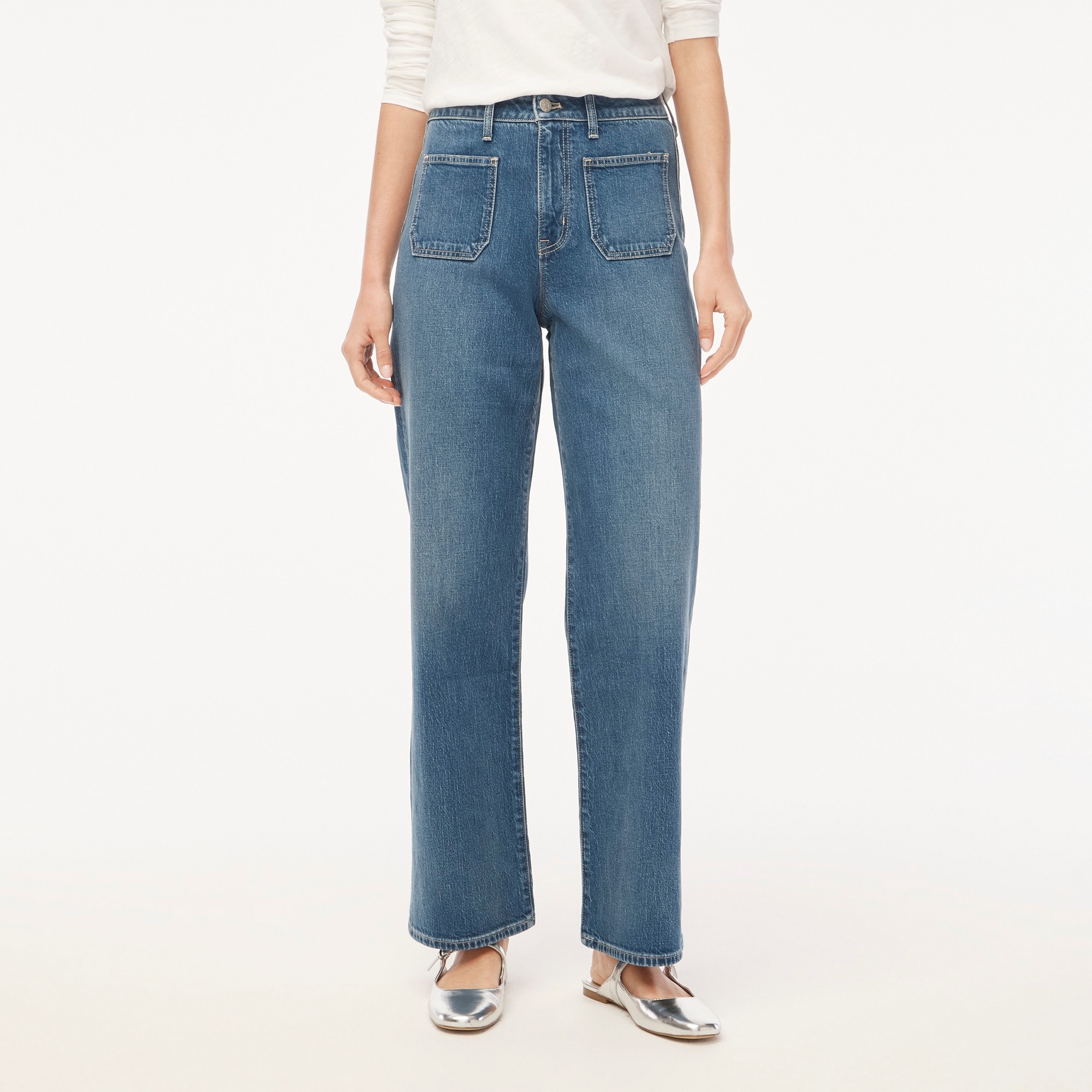 Curvy wide-leg patch-pocket jean in all-day stretch
