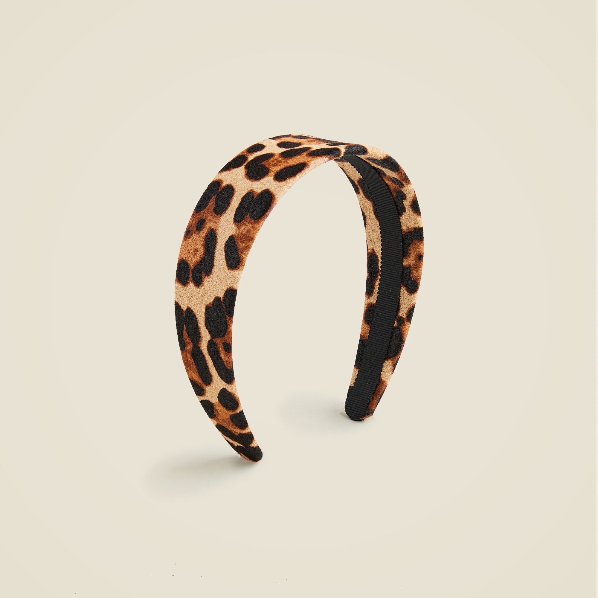 Leopard-print calf hair headband