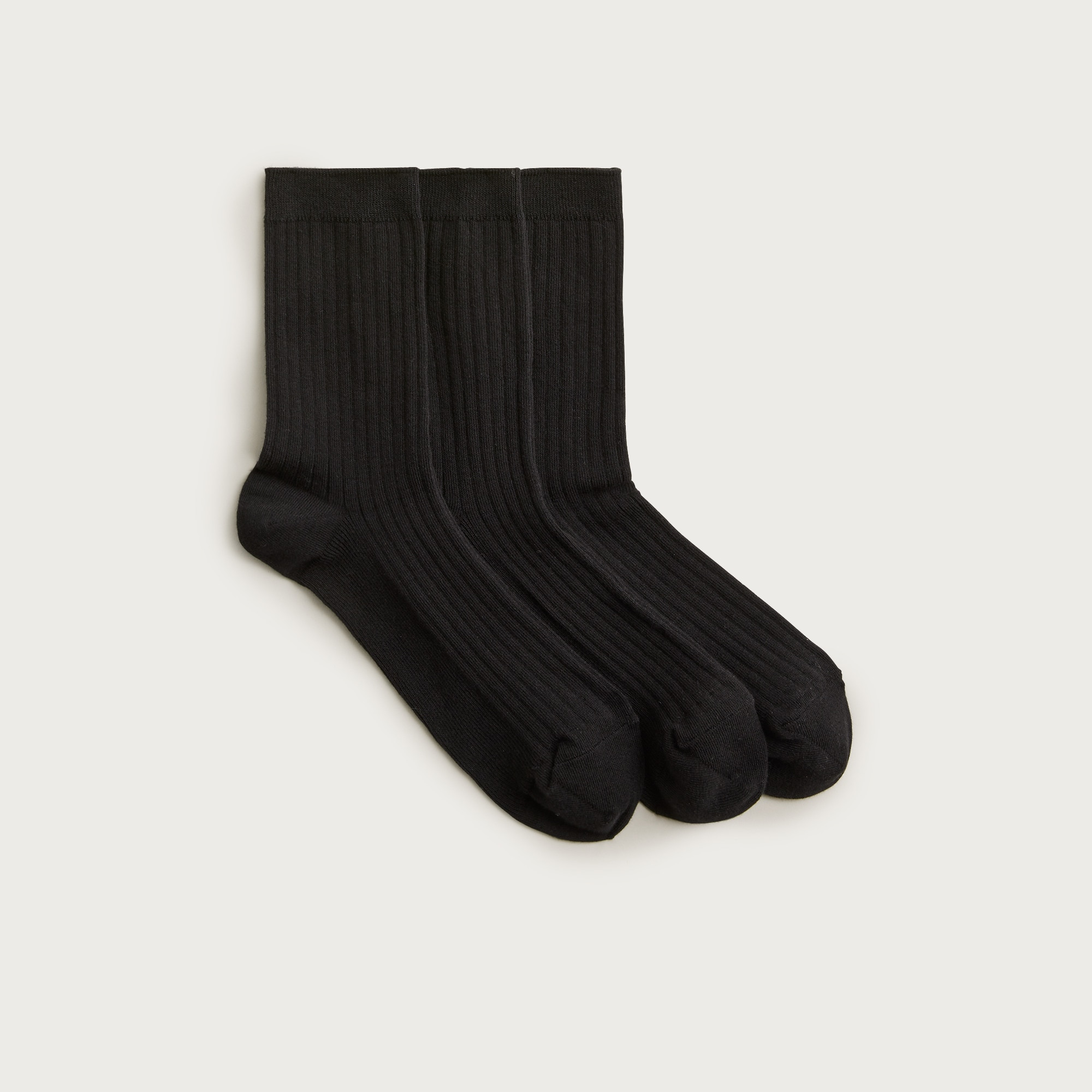 Ribbed cotton bootie socks three-pack