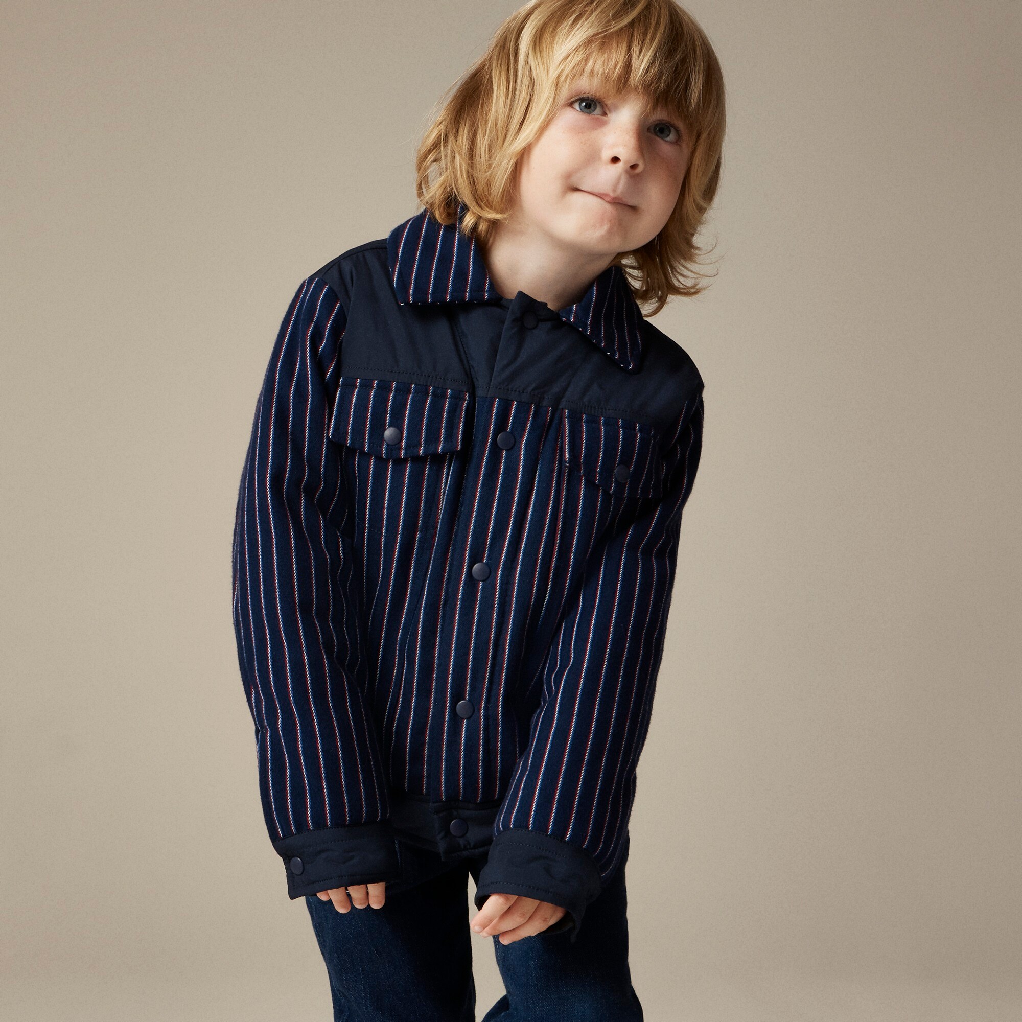 Kids' Faux-wool Jacket In Pinstripe For Boys | J.Crew