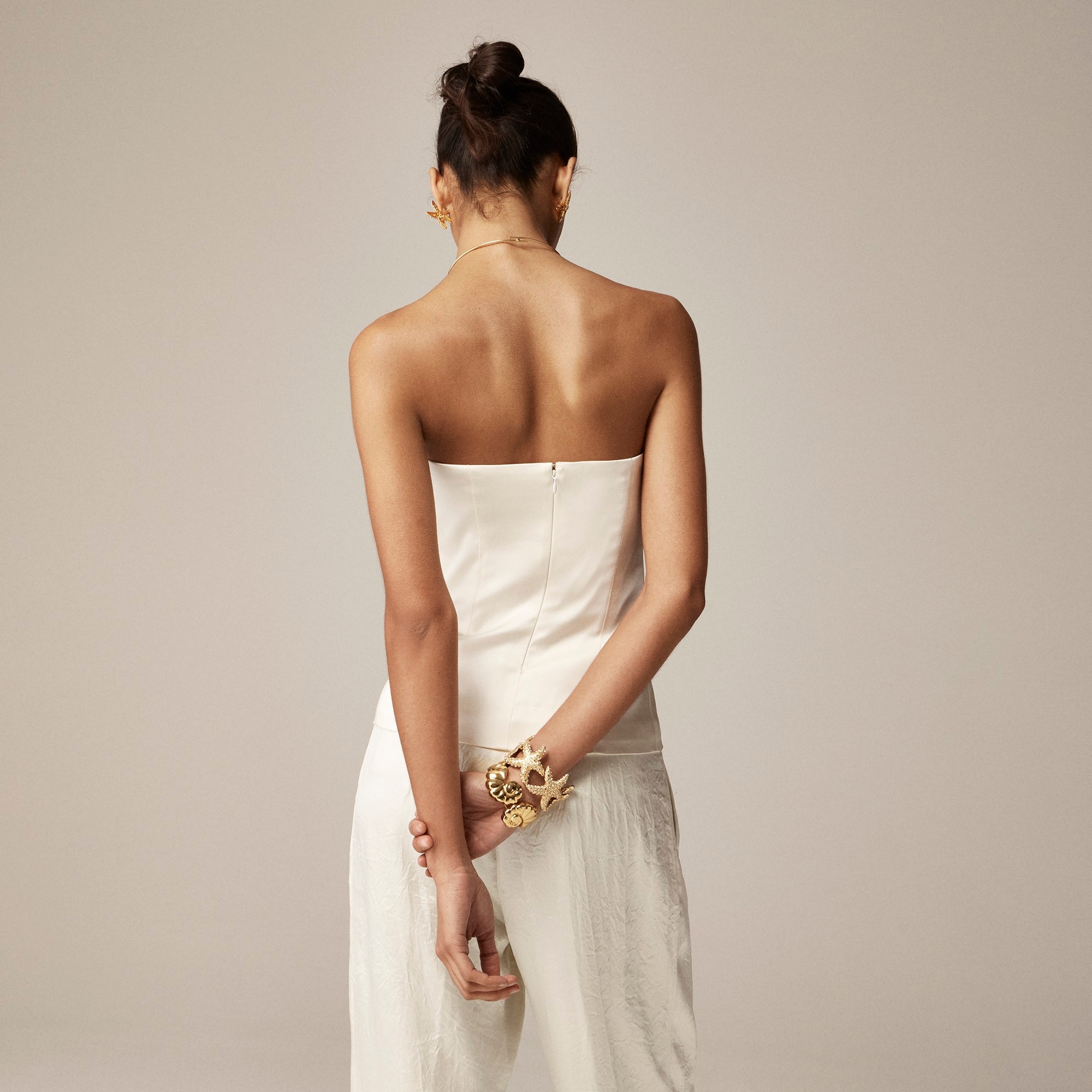 Anna October© X J.Crew corset top in stretch satin