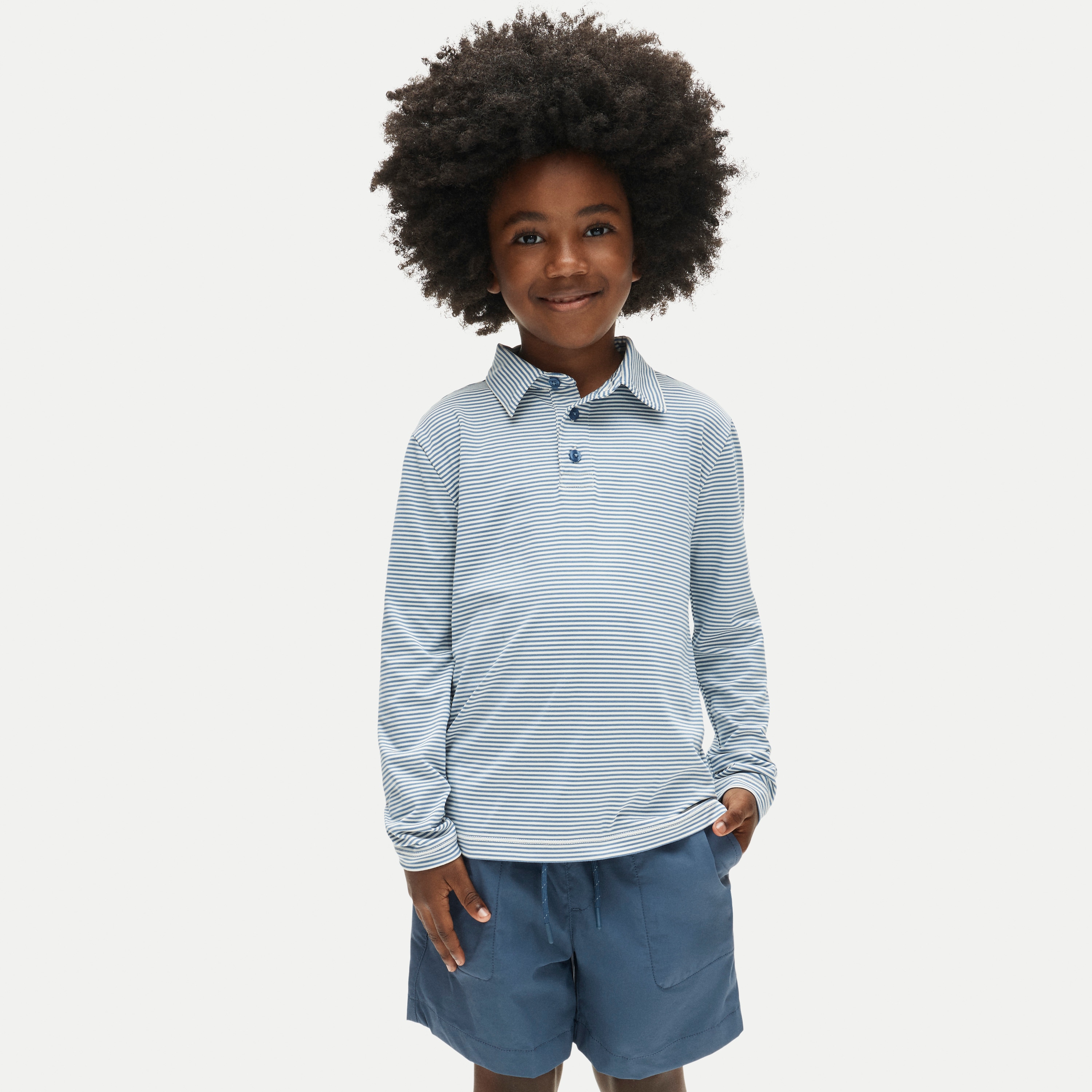 Kids' long-sleeve tech polo shirt