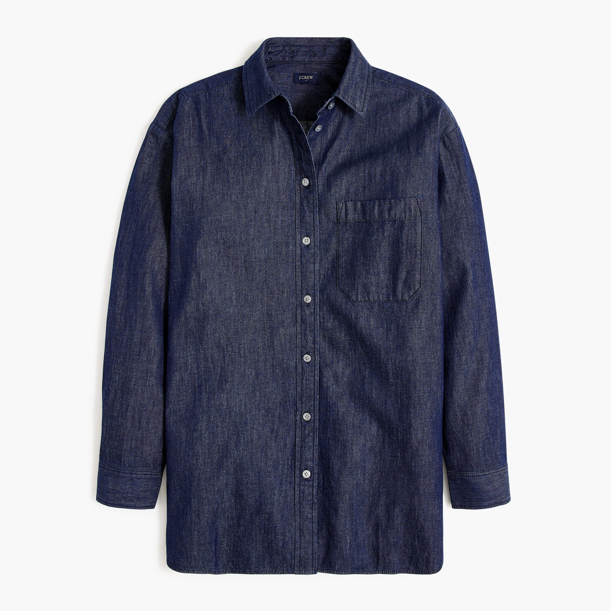 chambray oversized button-up shirt for women