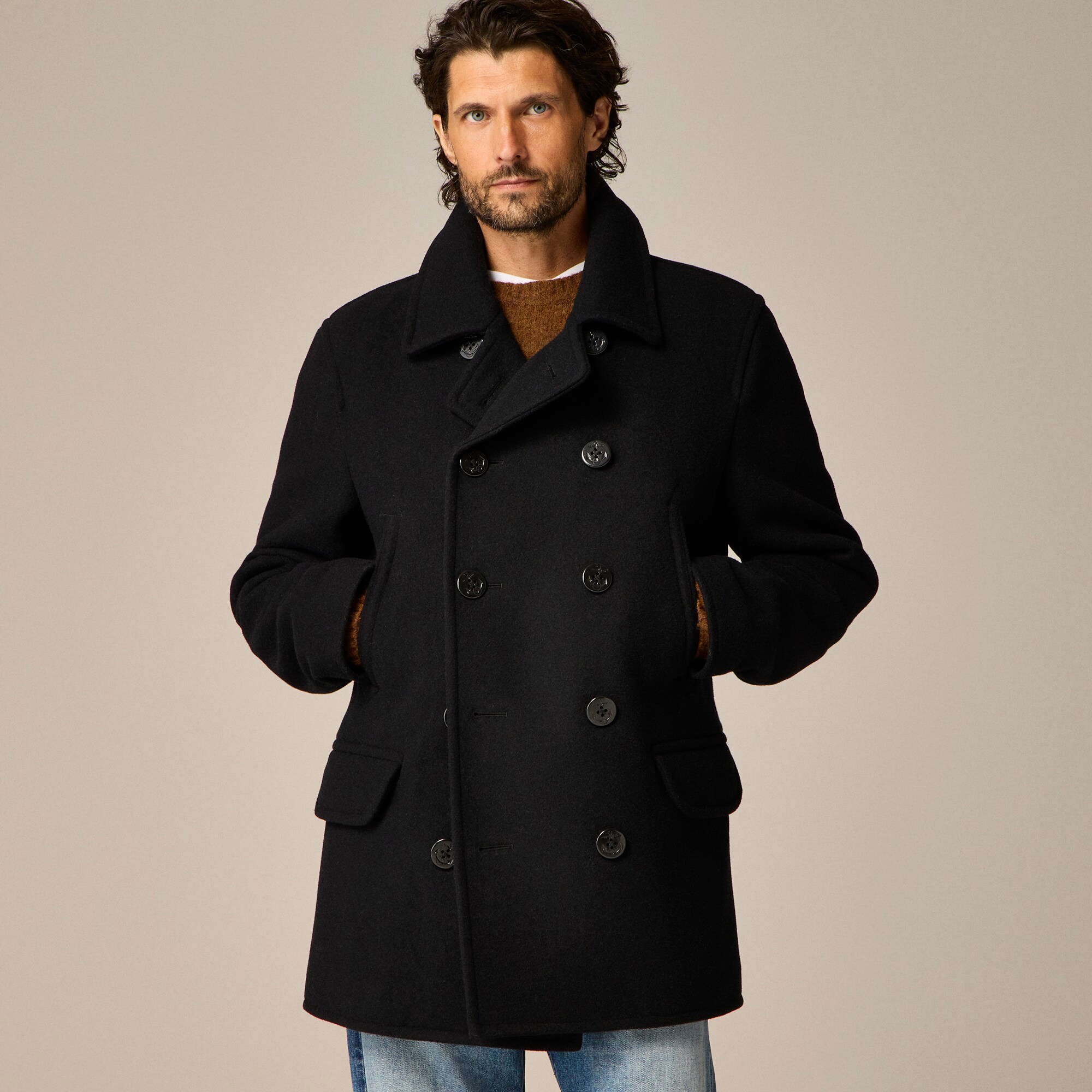 Dock peacoat in wool blend with PrimaLoft®