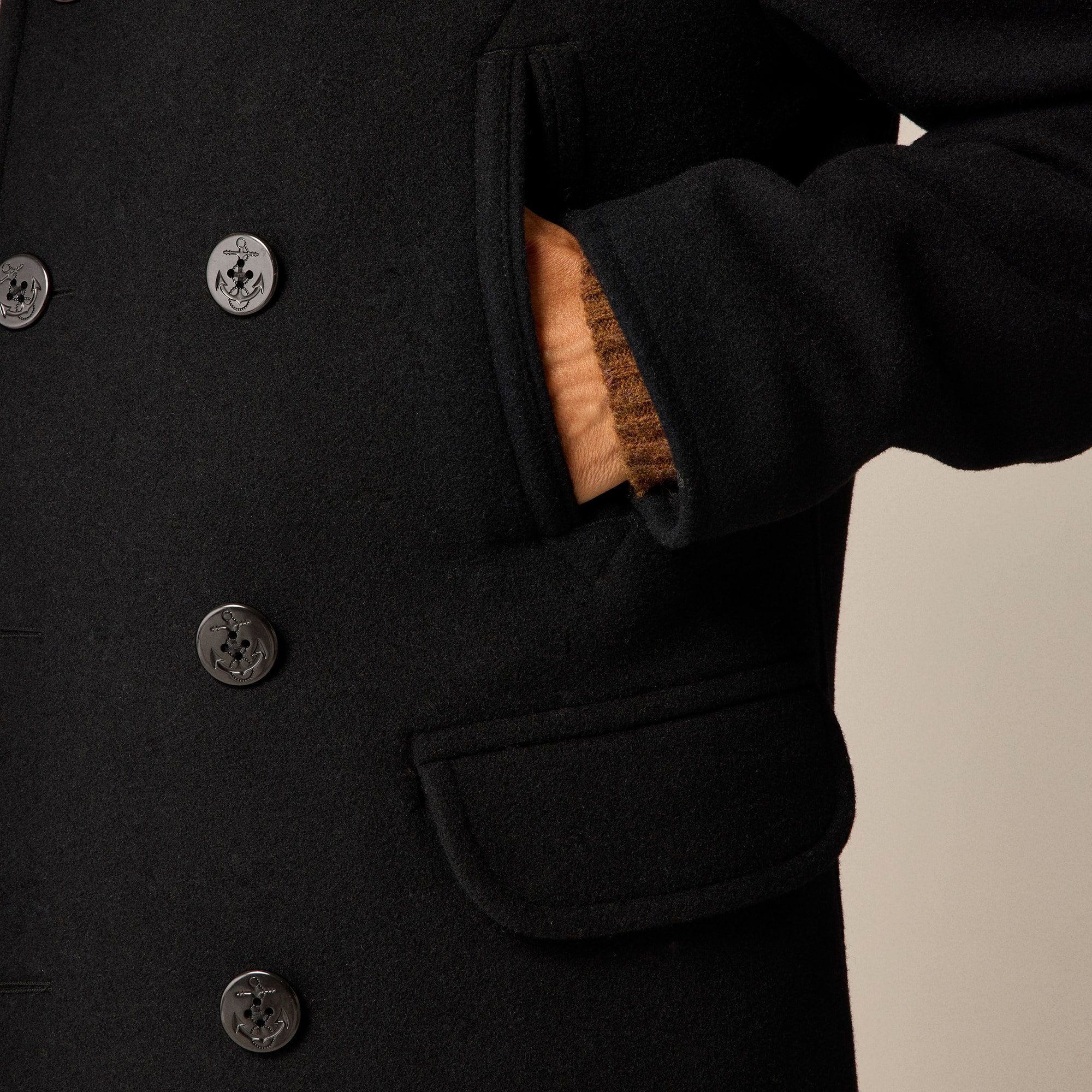 Dock peacoat in wool blend with PrimaLoft®