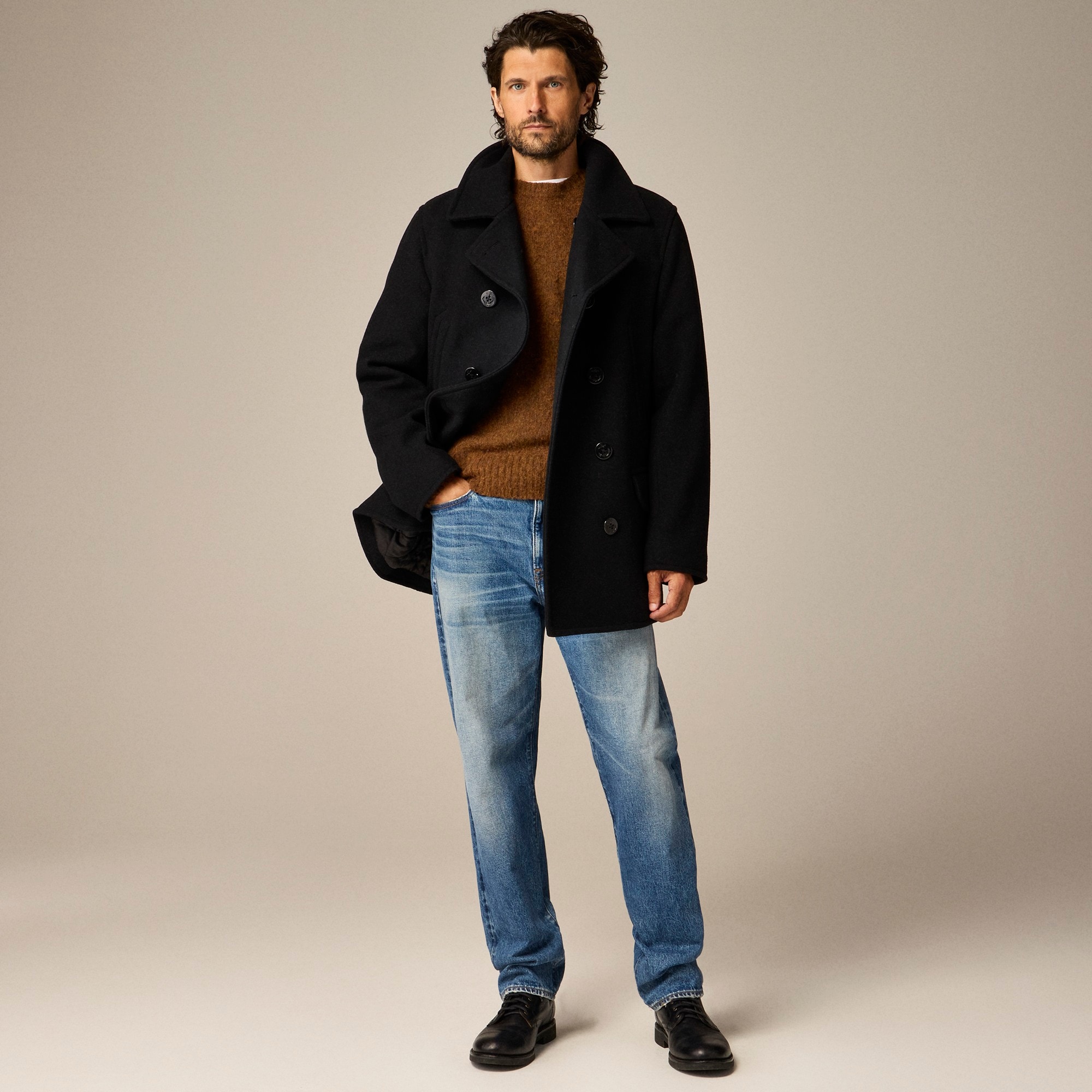 Dock peacoat in wool blend with PrimaLoft®