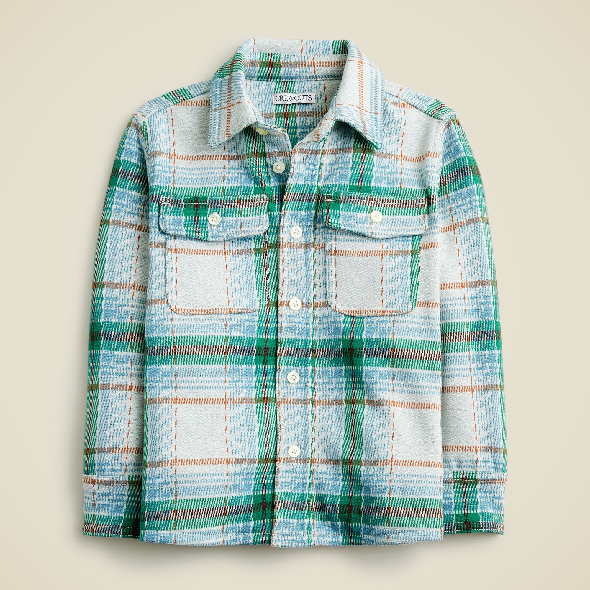 Chemise Garçon Chaps Vert à Rayures Et Carreaux – Taille 7, Manches Longues, Coton/Polyester