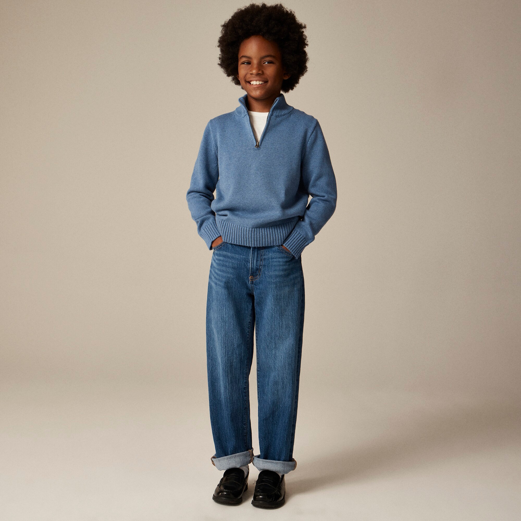 Kids' heritage cotton half-zip sweater