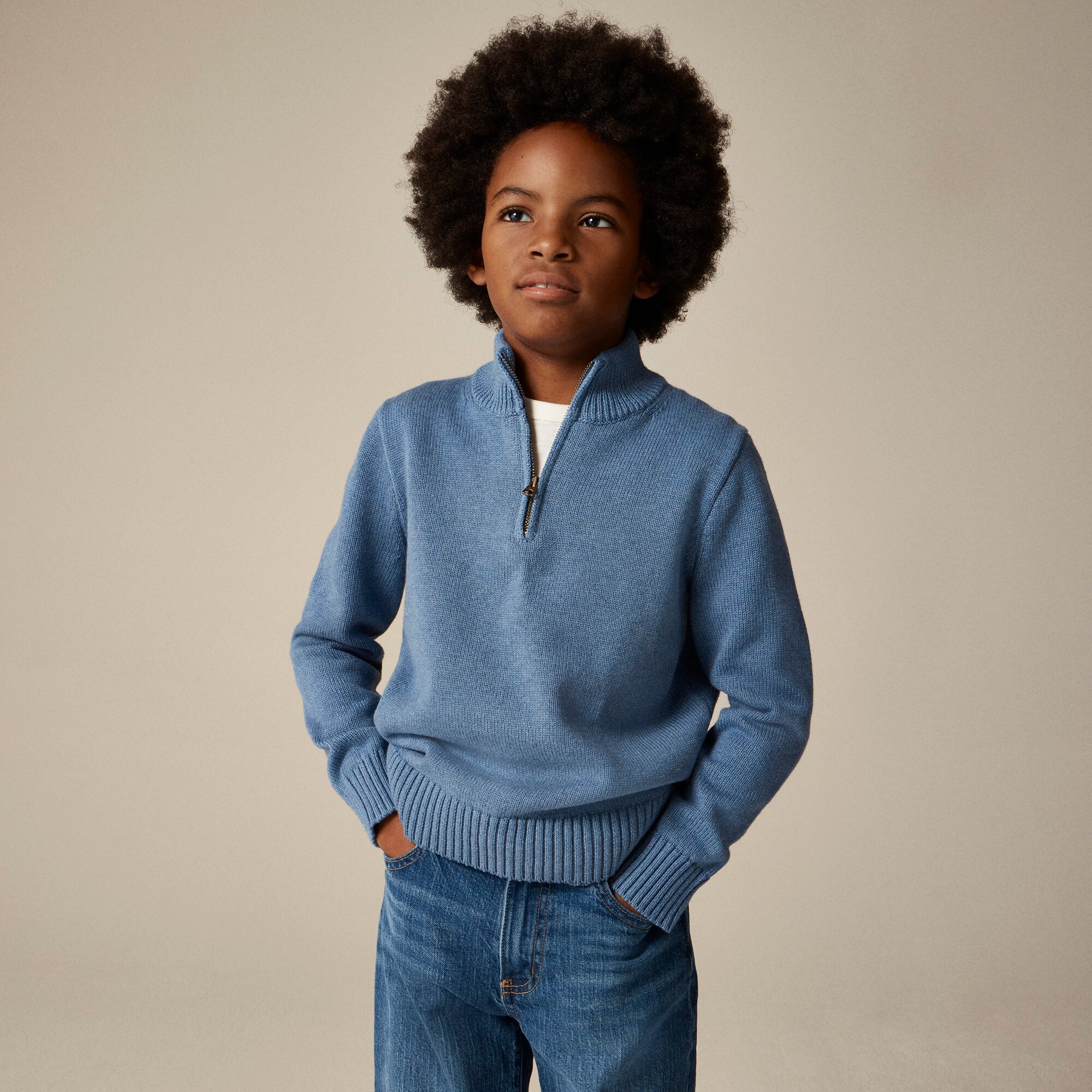  Kids' heritage cotton quarter-zip sweater