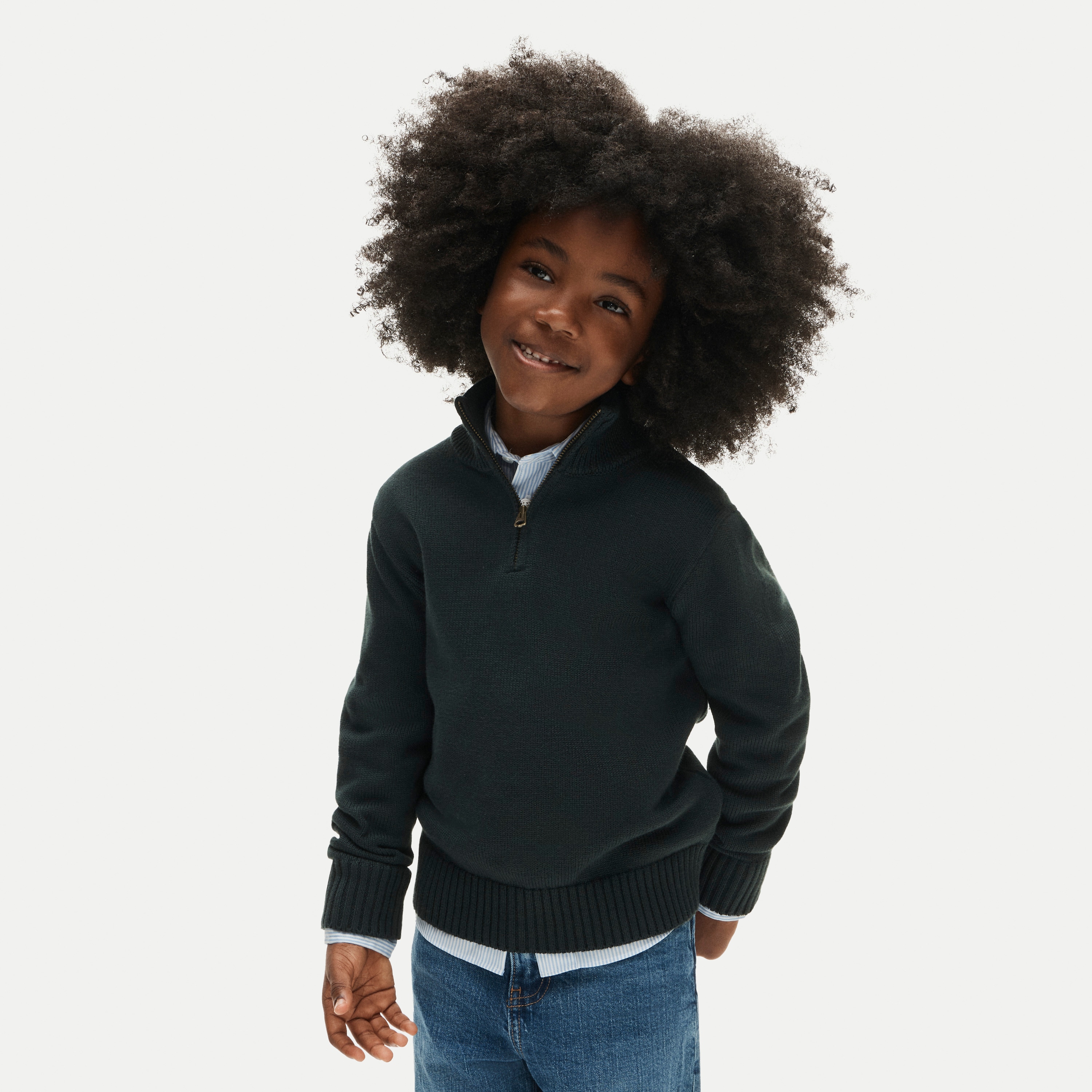 Kids' heritage cotton quarter-zip sweater