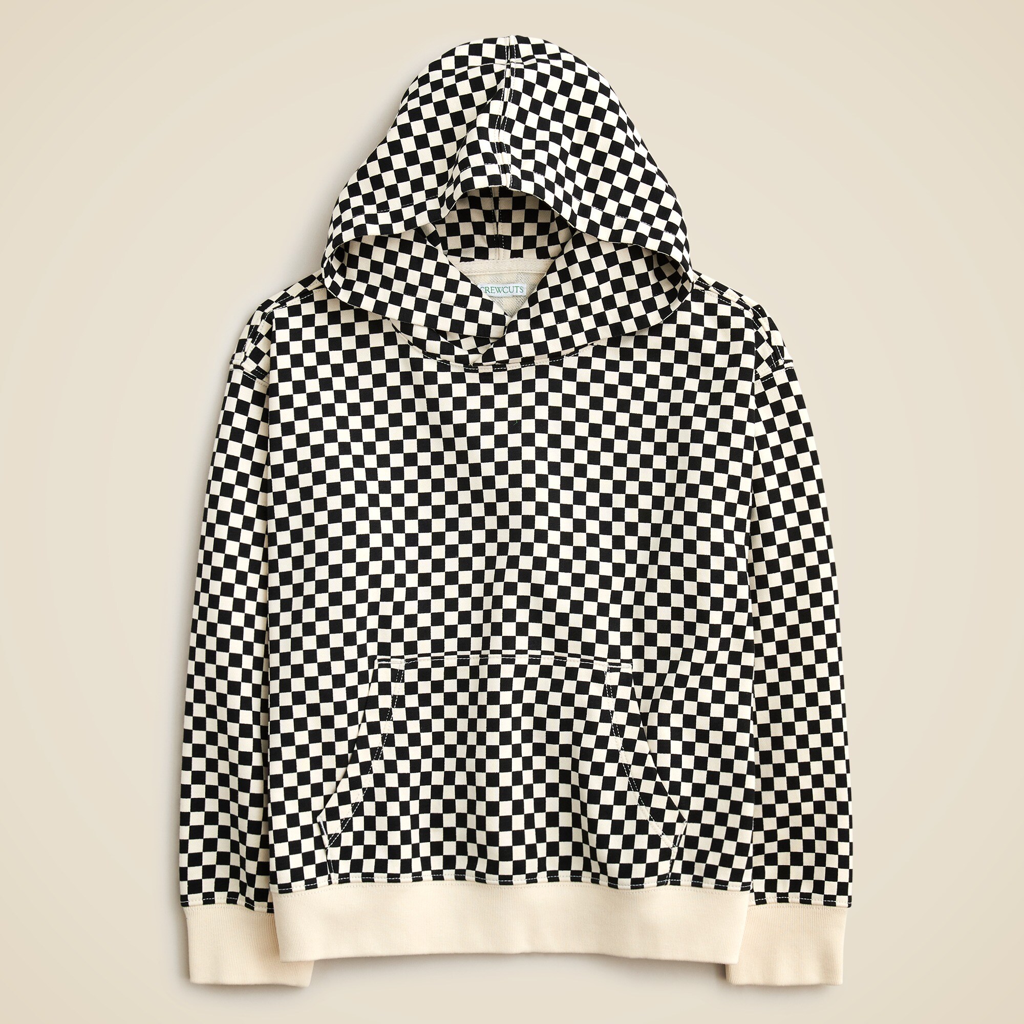 KID by Crewcuts garment dyed hoodie in checkerboard print