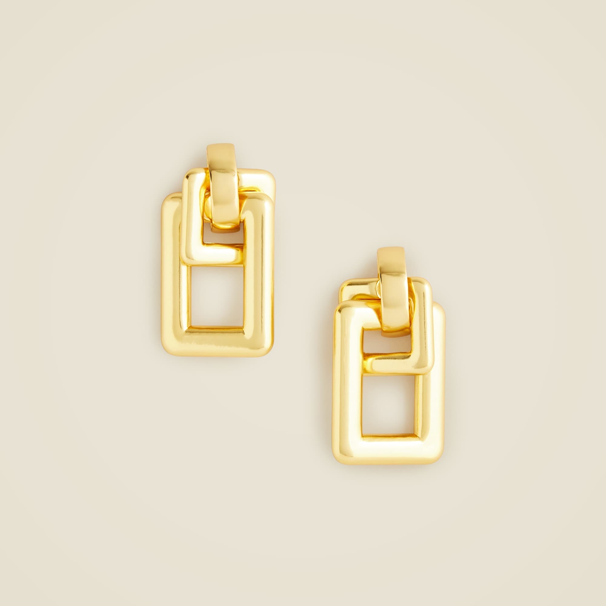 Oversized double-square link earrings
