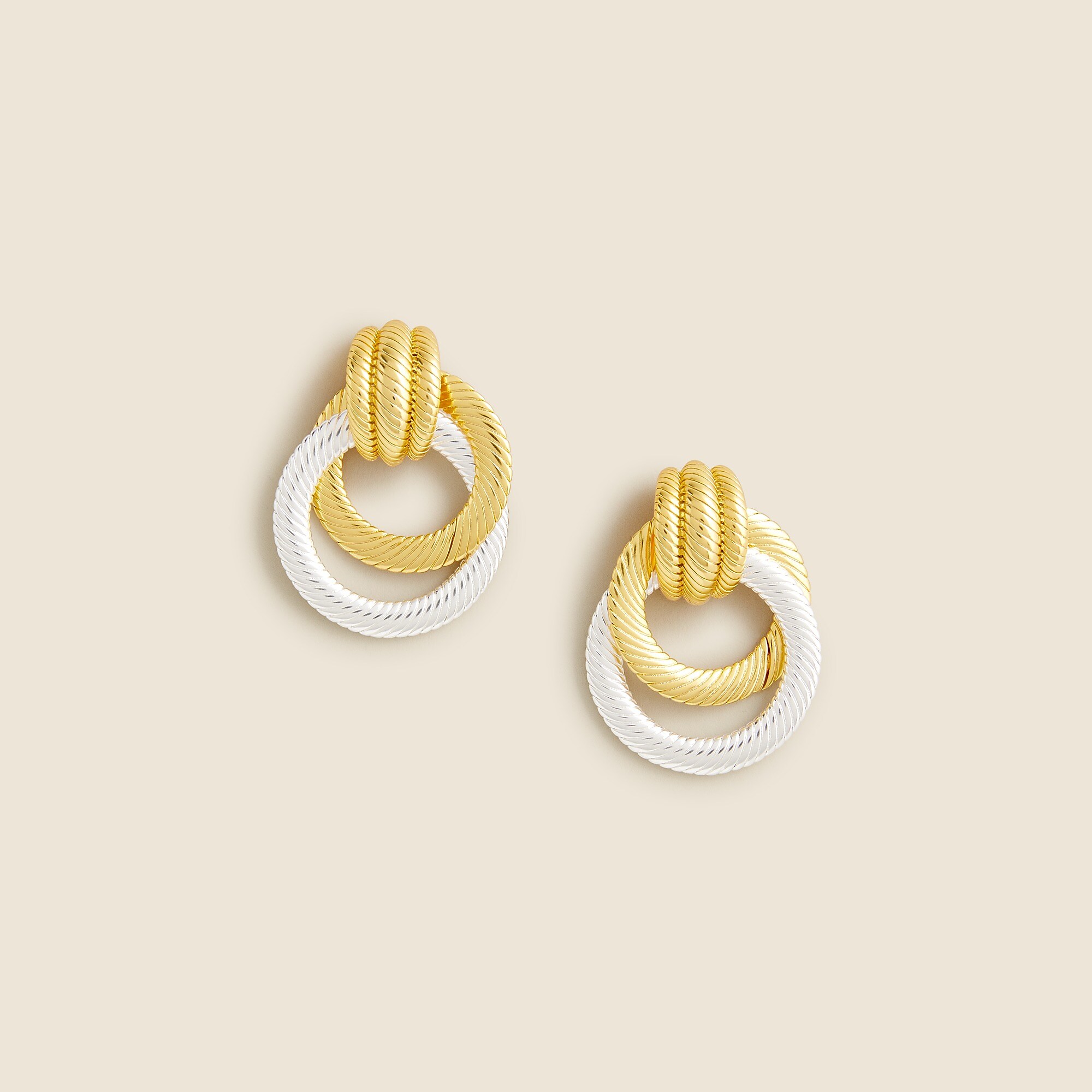 Interlocked textured hoop earrings
