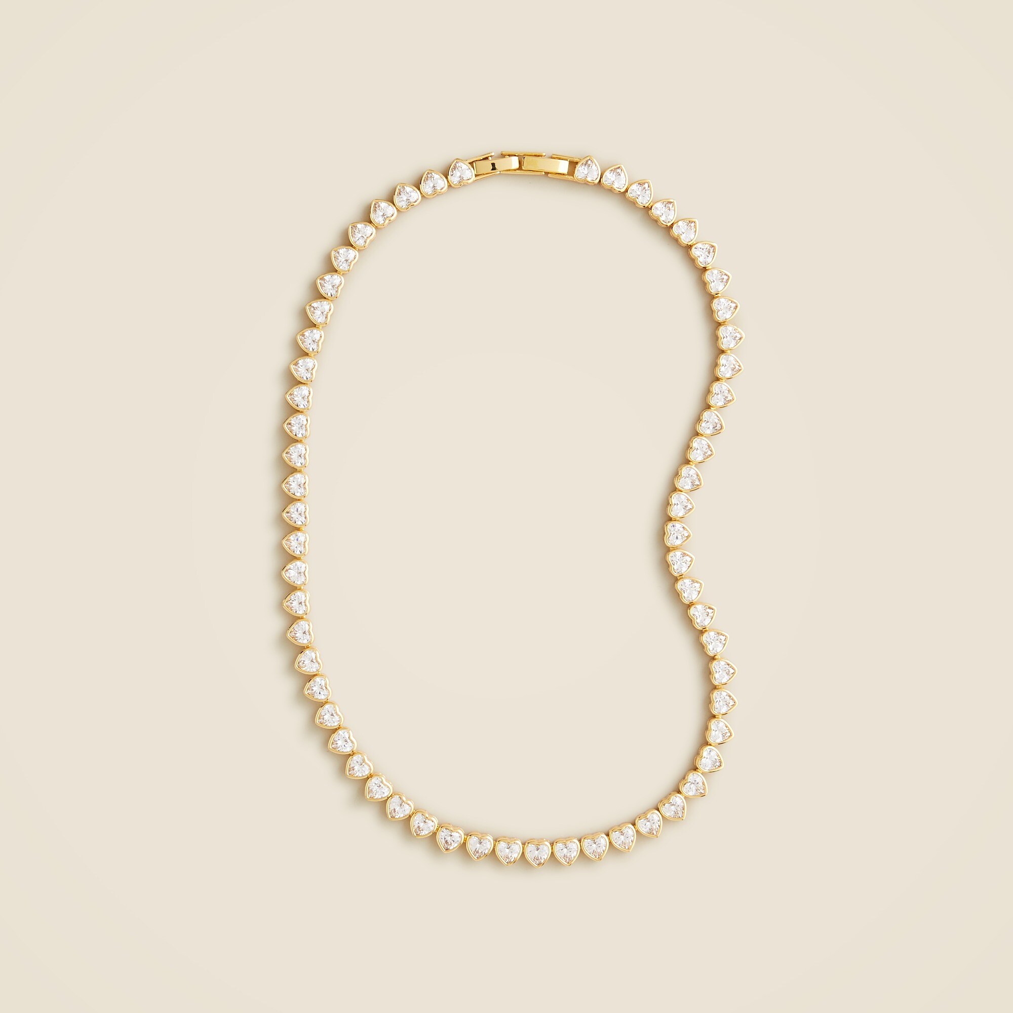 Heart cubic zirconia bezel-set tennis necklace