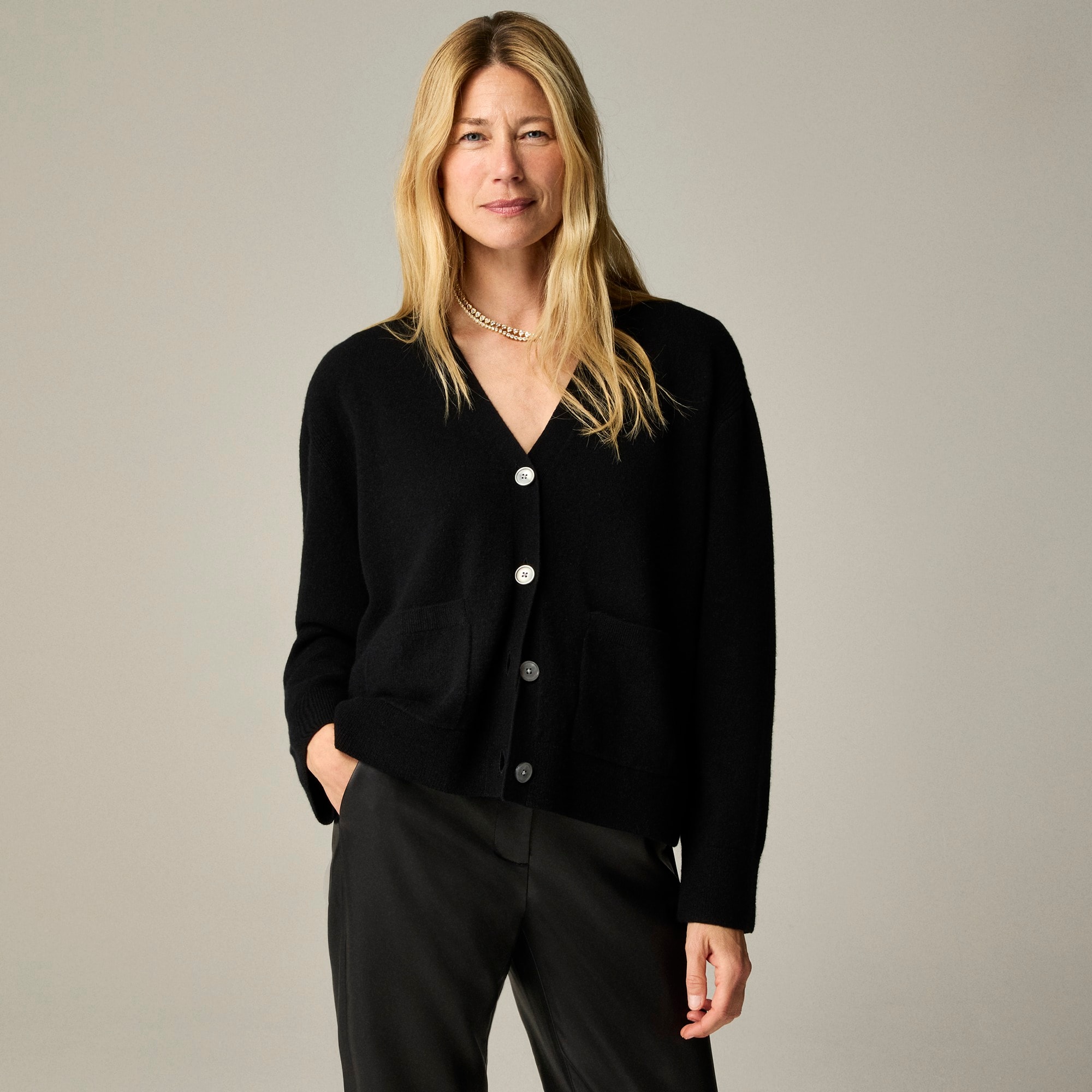  Cashmere patch-pocket cardigan