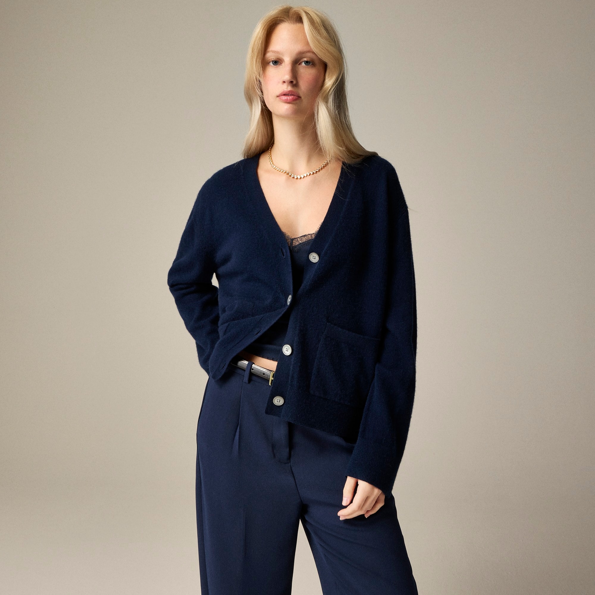 womens Cashmere patch-pocket cardigan