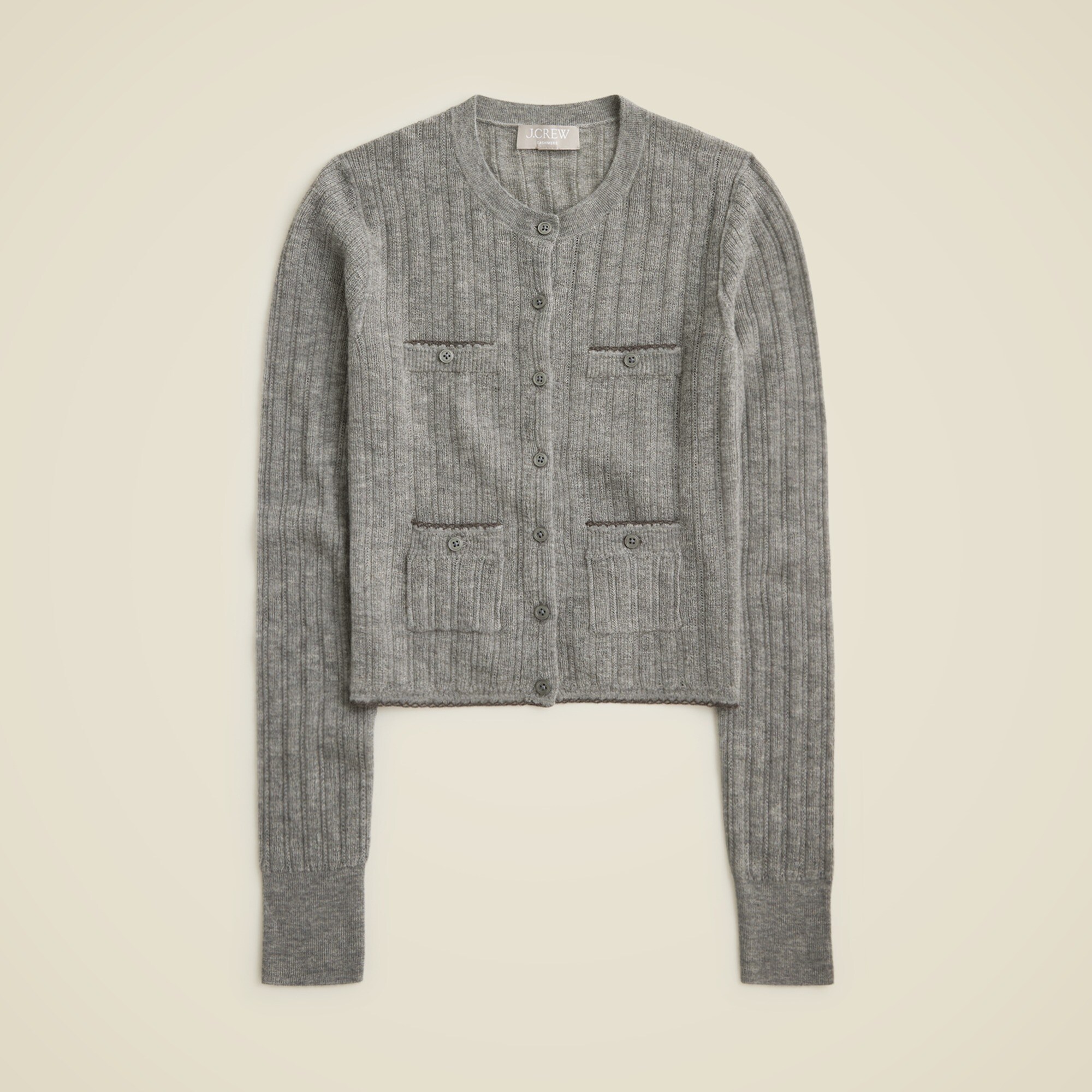 Featherweight cashmere pointelle cardigan