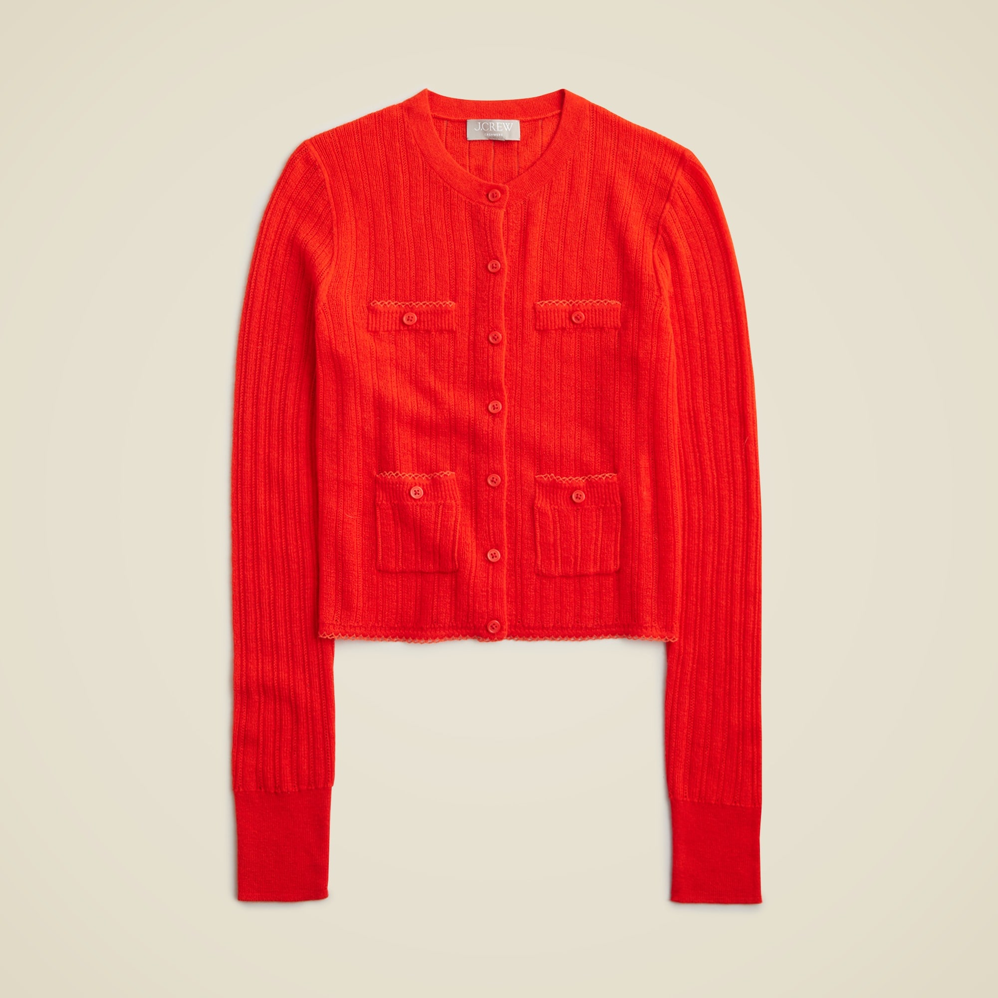 Featherweight cashmere pointelle cardigan - image 3