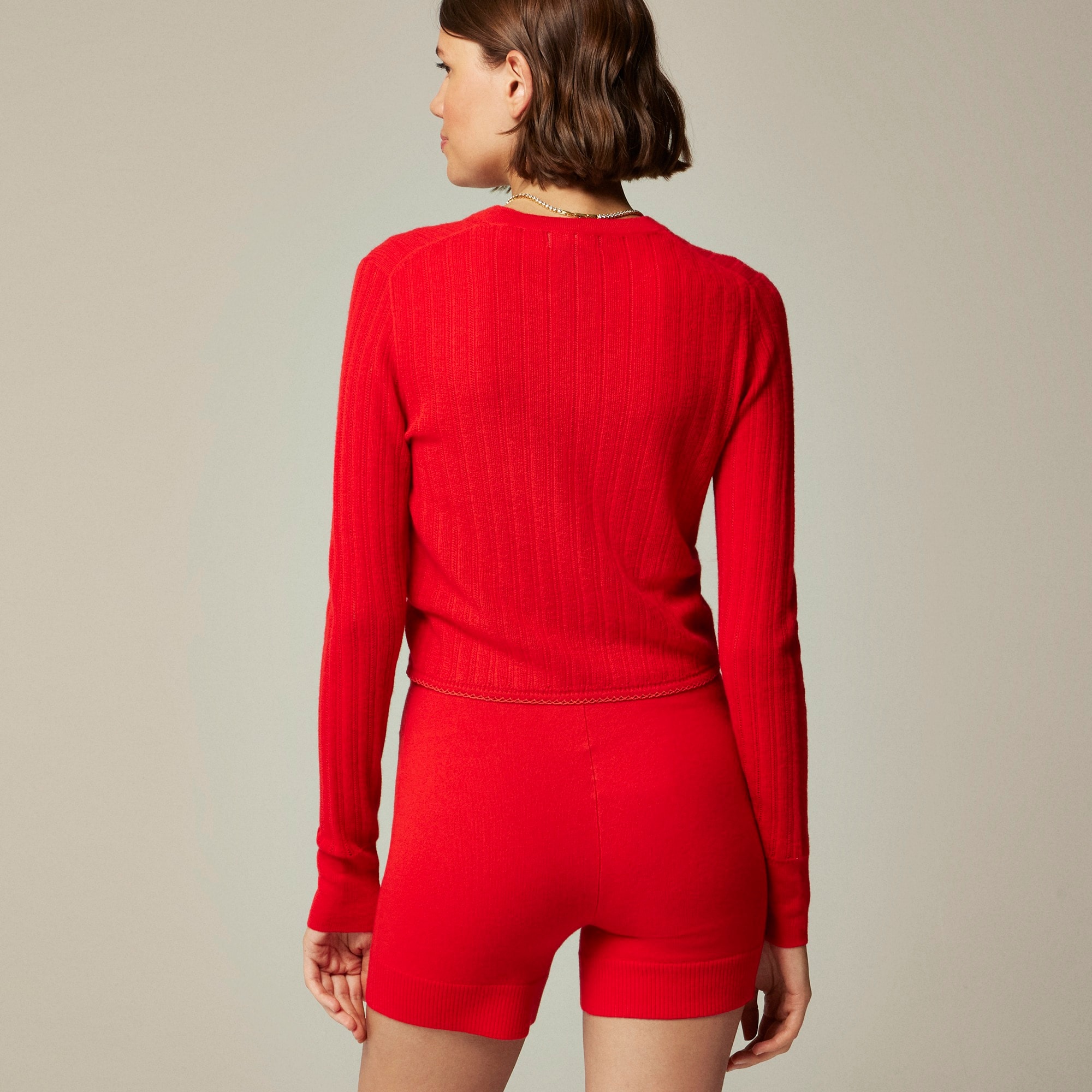 Featherweight cashmere pointelle cardigan - image 5
